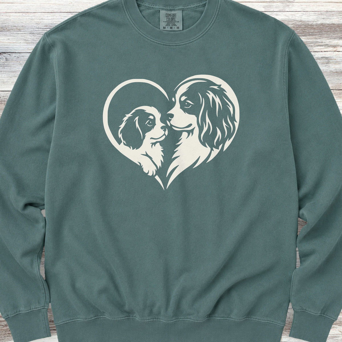 Cavalier King Charles Heart Bond Sweatshirt - Blue Spruce