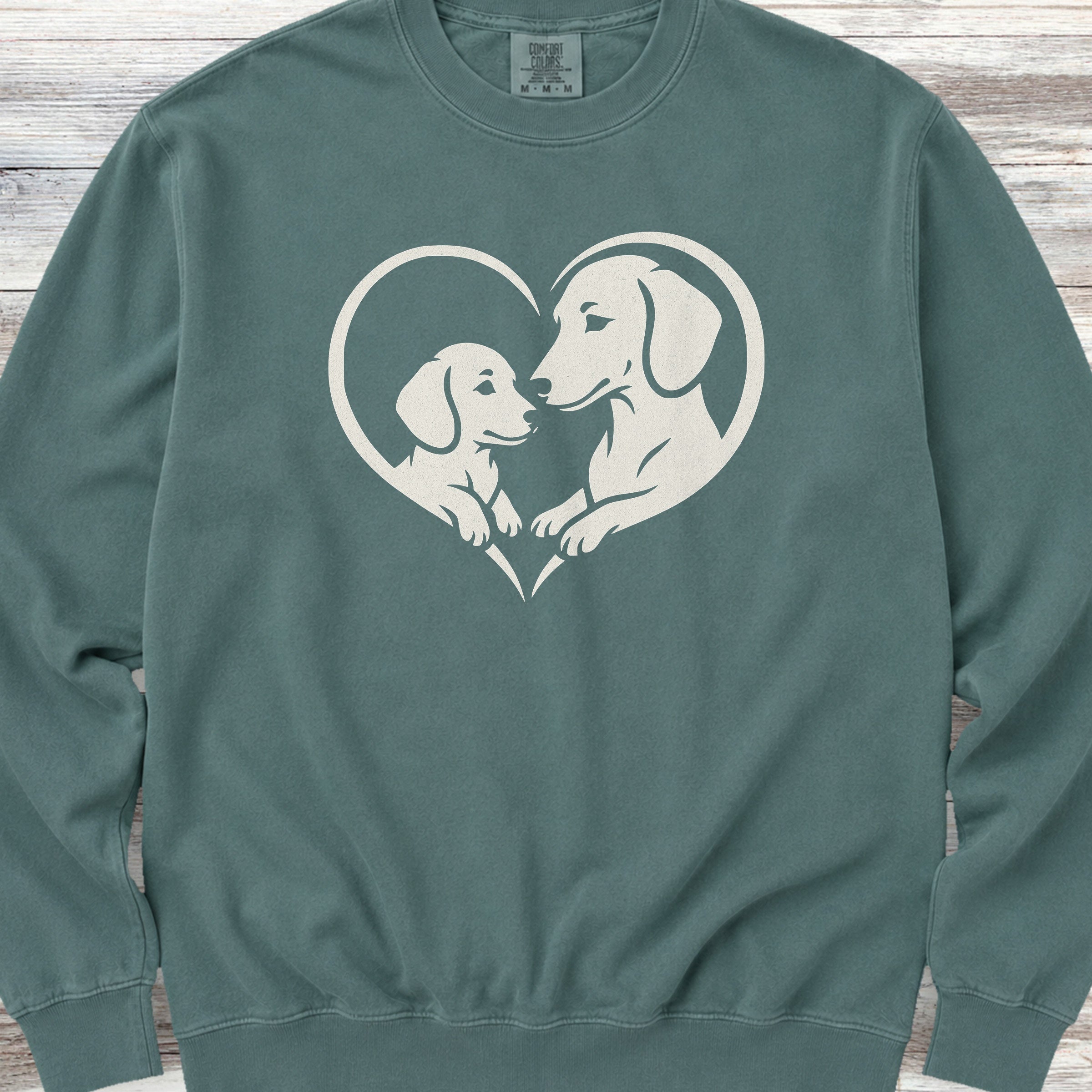 Dachshund Heart Bond Sweatshirt - Blue Spruce