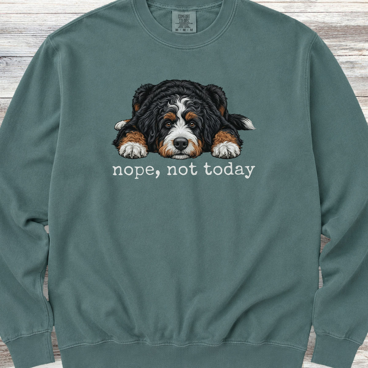 Bernedoodle Nope Sweatshirt - Blue Spruce
