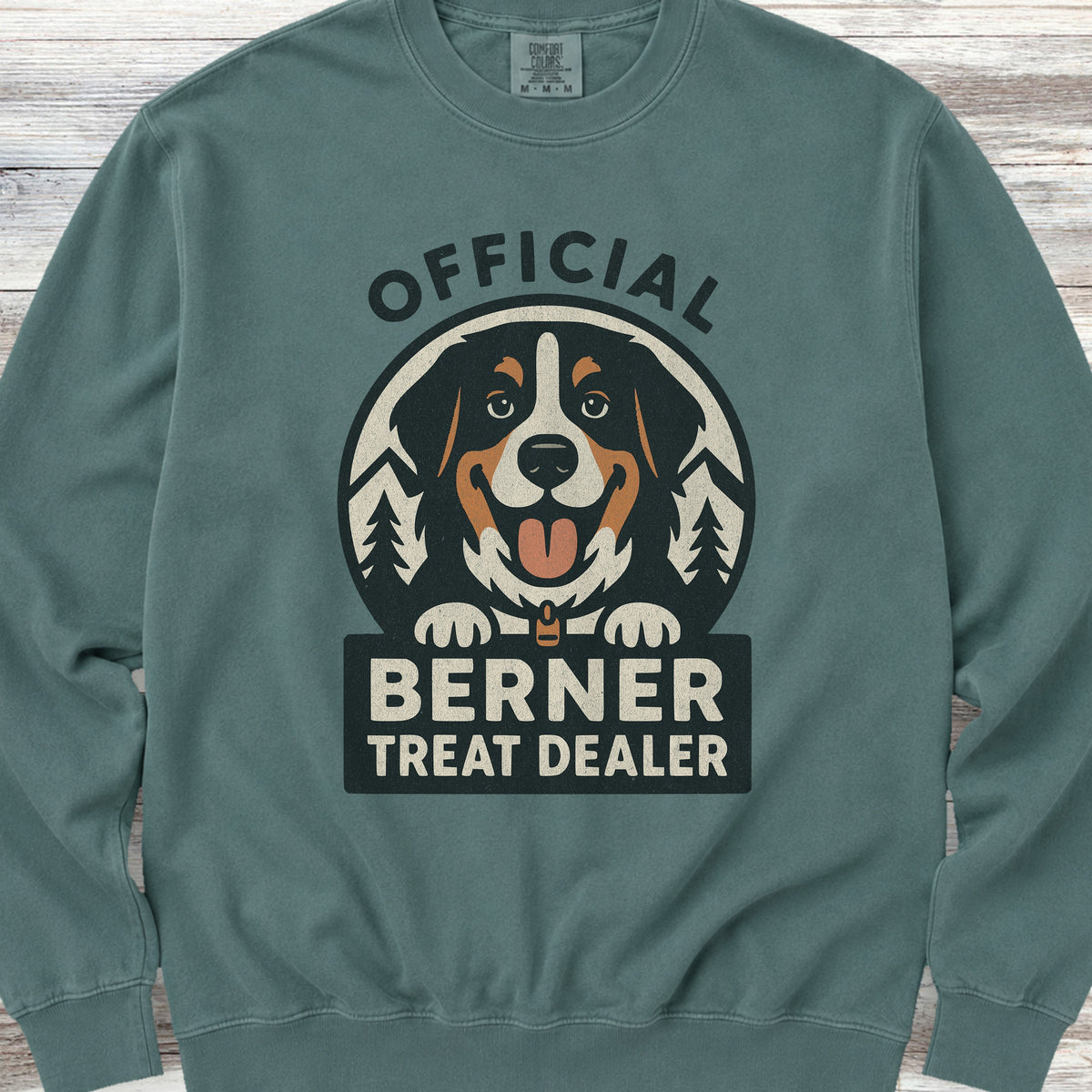 Bernese Mountain Dog Treat Dealer Sweatshirt - Blue Spruce