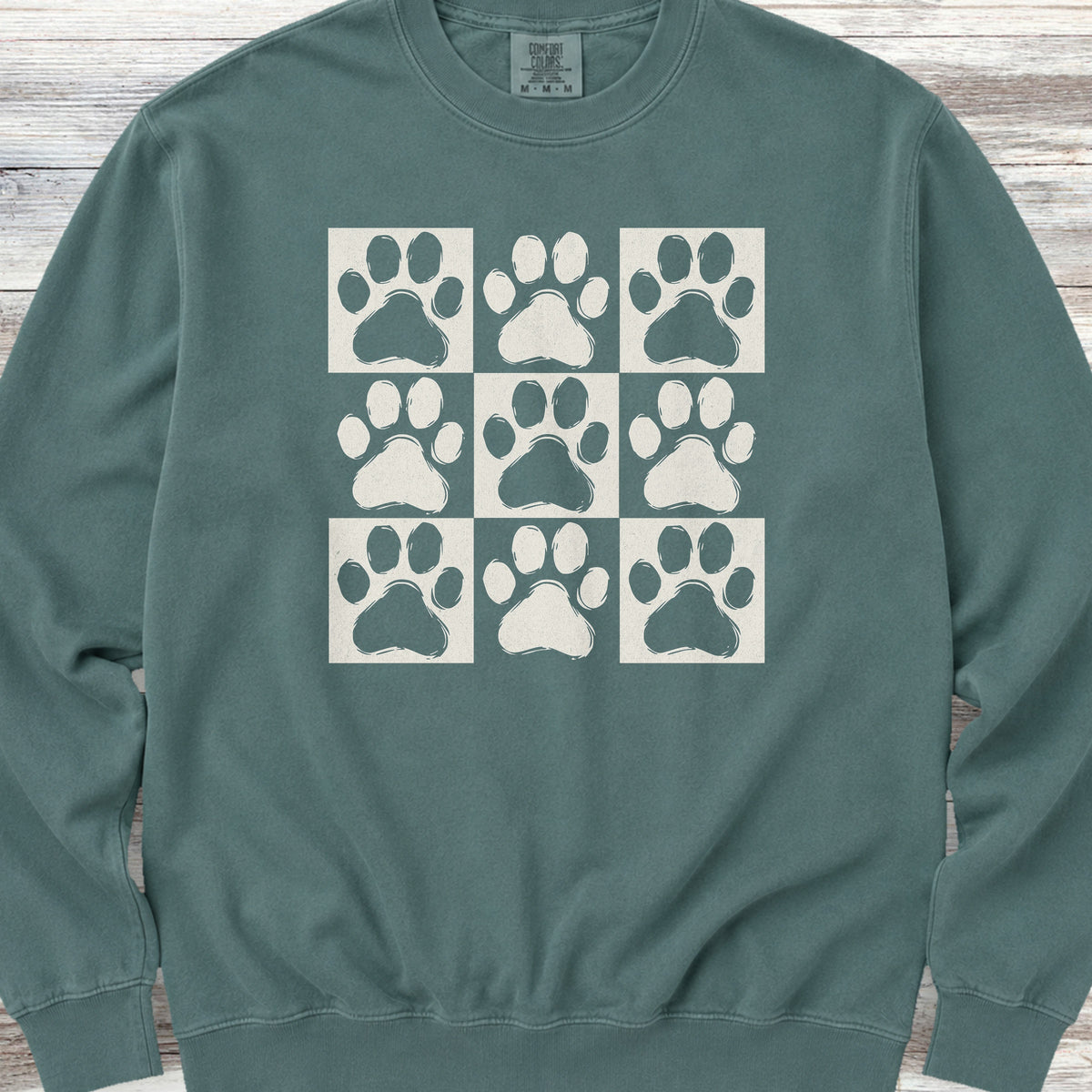 Paw Prints Sweatshirt - Blue Spruce