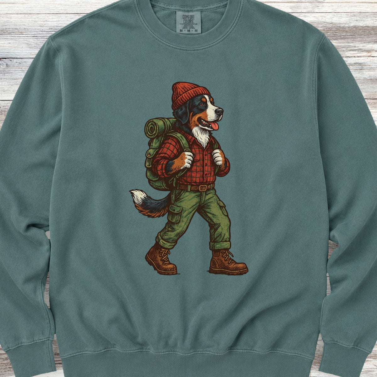 Bernese Mountain Dog Hiking Sweatshirt - Blue Spruce