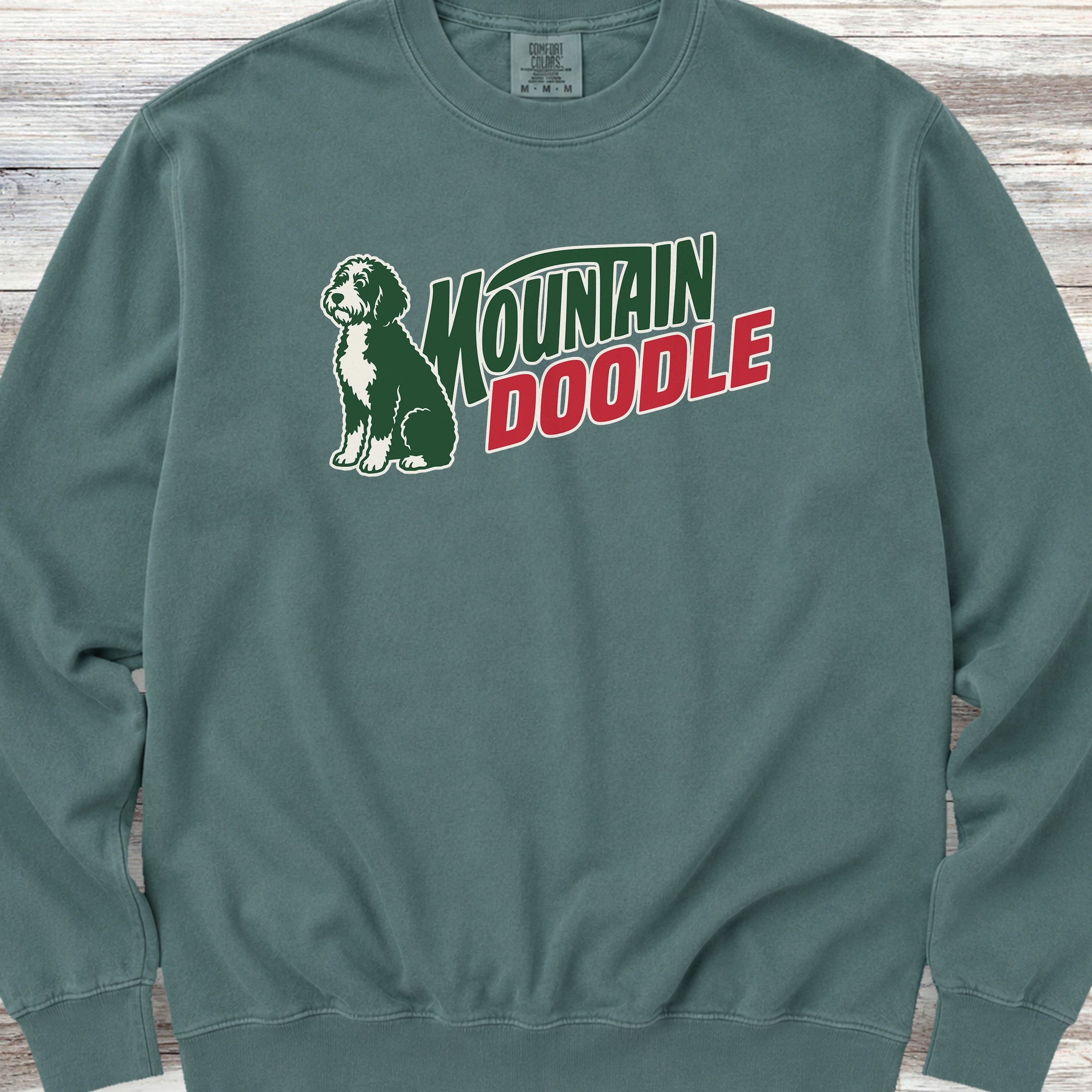 Bernedoodle Mountain Doodle Sweatshirt - Blue Spruce