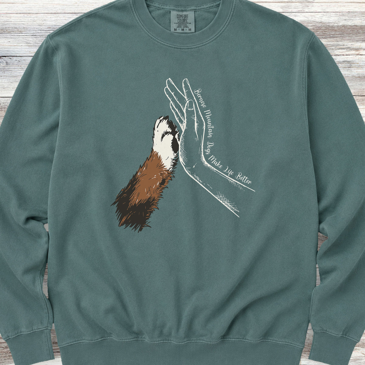Bernese Mountain Dog Together Sweatshirt - Blue Spruce