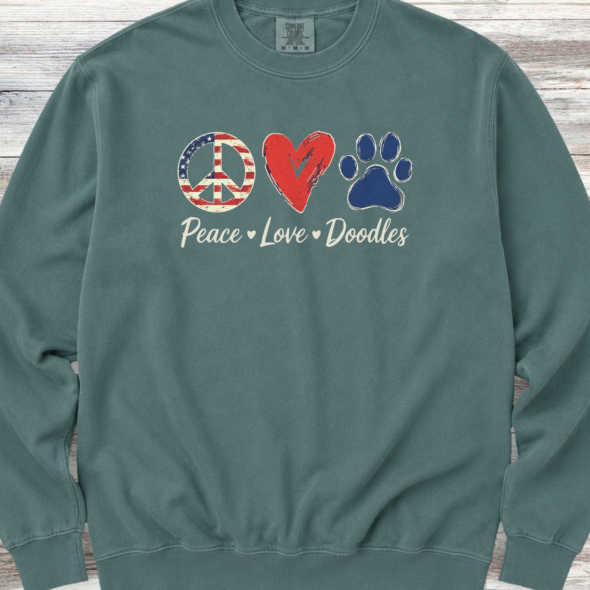 Peace Love Doodles USA Sweatshirt - Blue Spruce