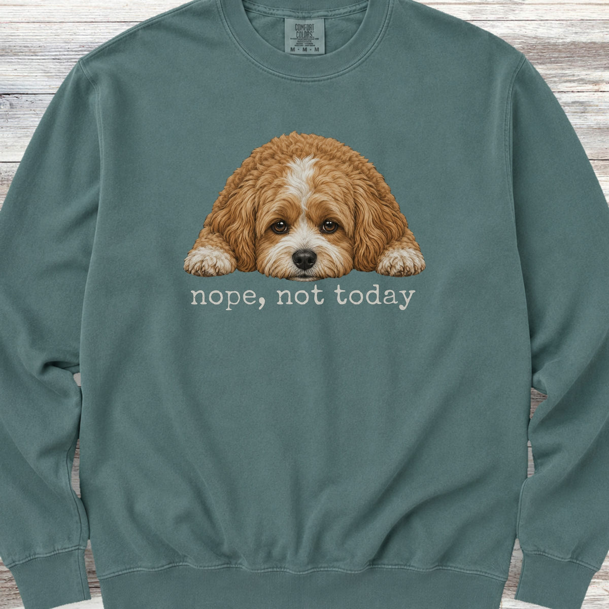 Cavapoo Nope Sweatshirt - Blue Spruce