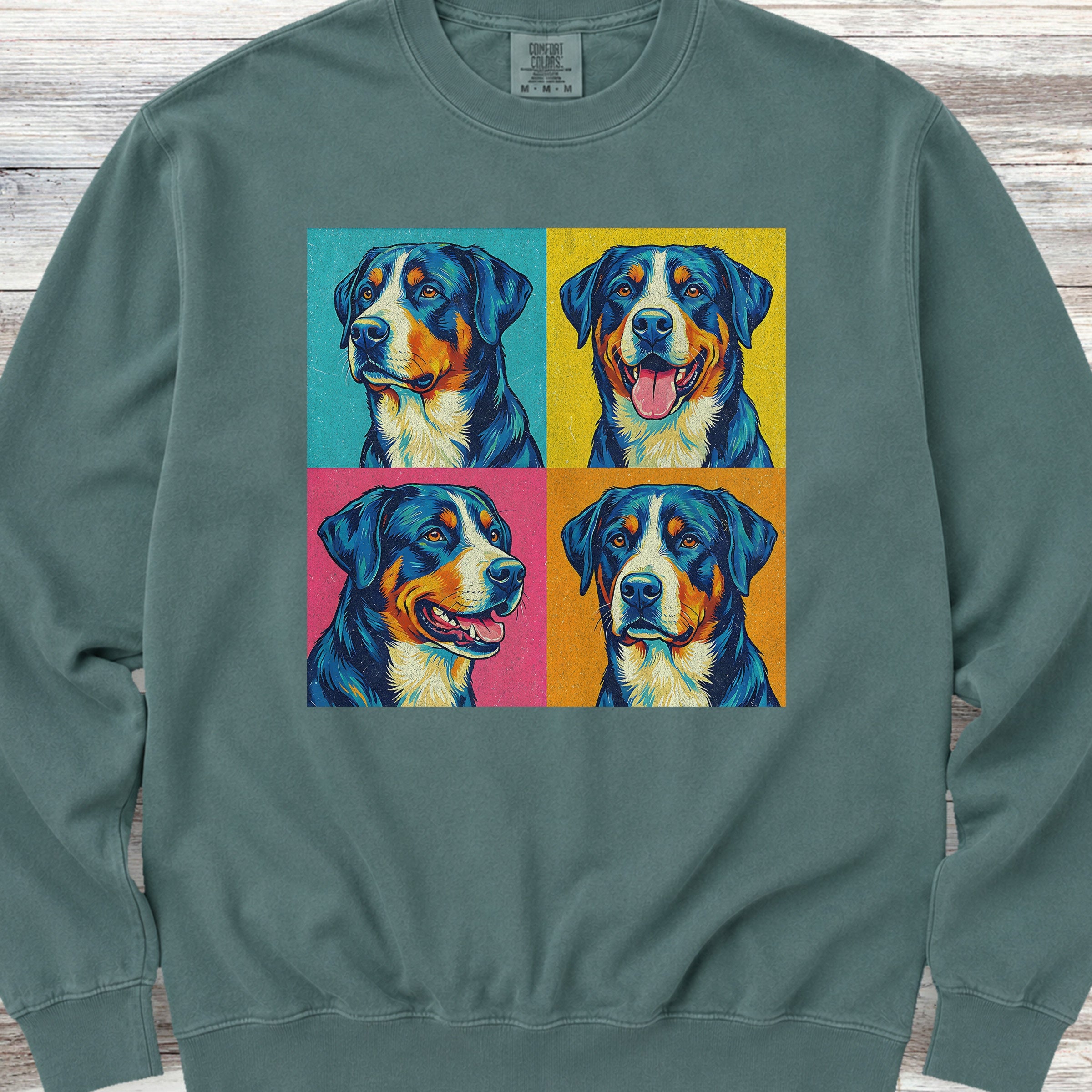 Swiss Mountain Dog Pop Art Sweatshirt - Blue Spruce