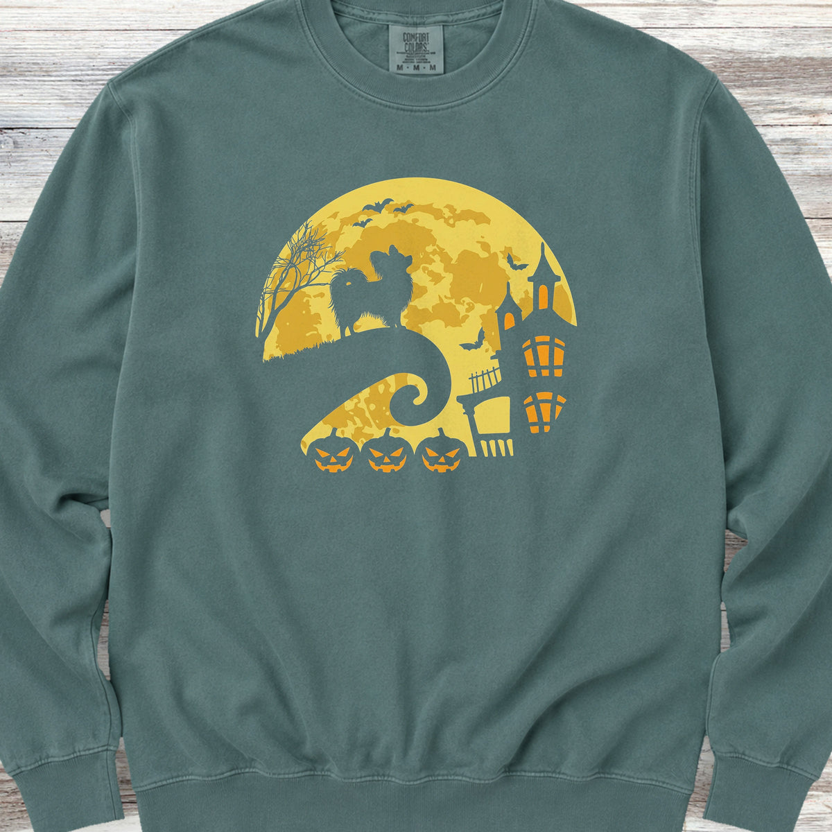 Papillon Halloween Moon Sweatshirt - Blue Spruce