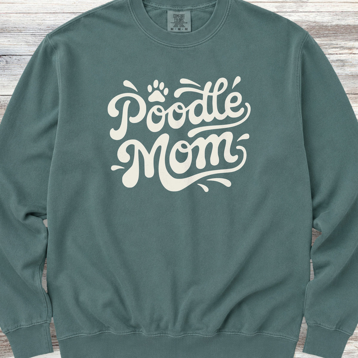 Poodle Groovy Mom Sweatshirt - Blue Spruce