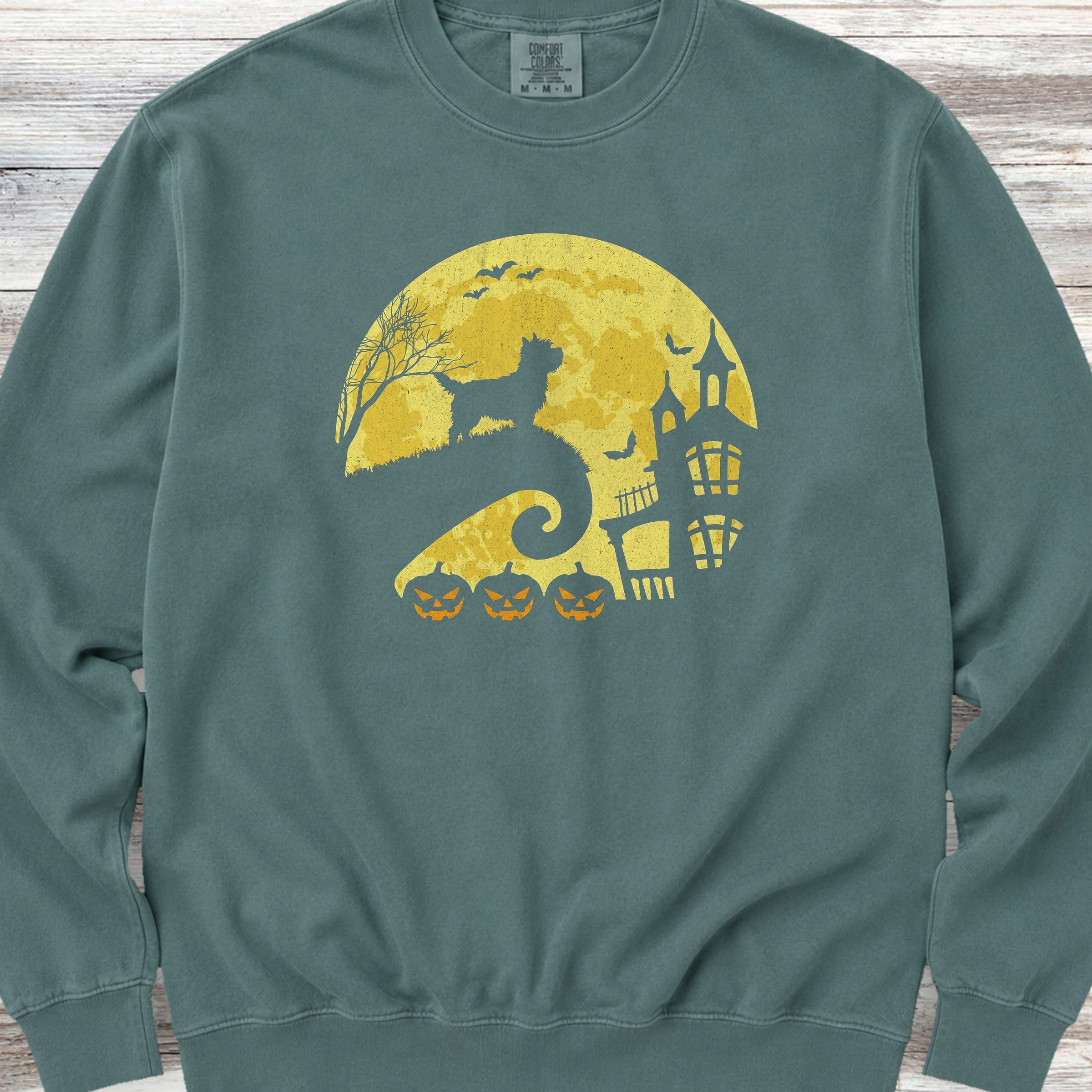 Cairn Terrier Halloween Moon Sweatshirt - Blue Spruce