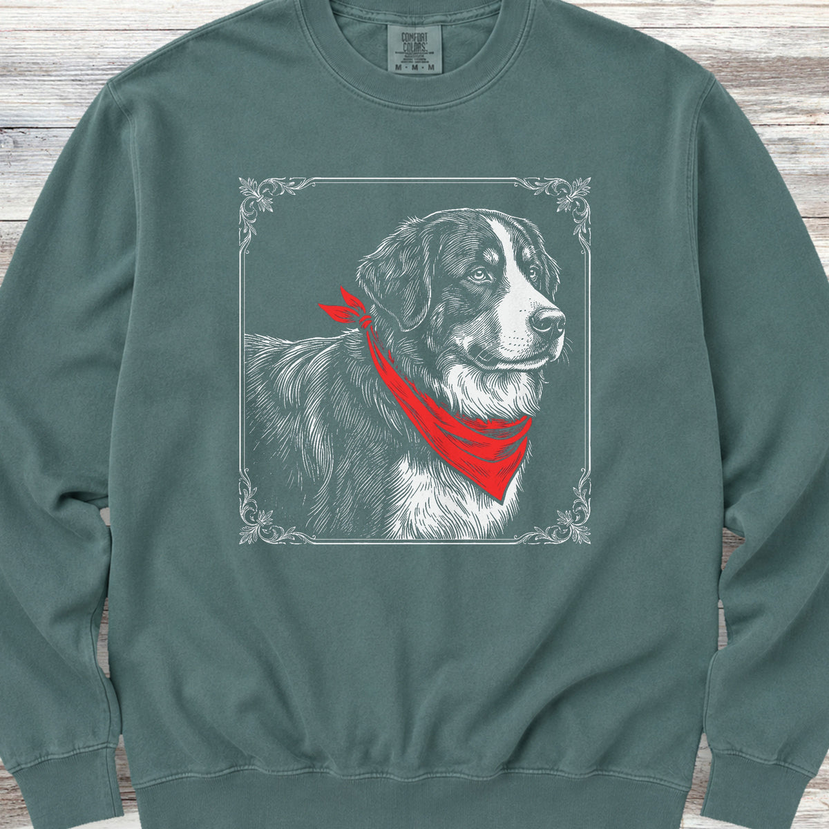 Bernese Mountain Dog Etching Sweatshirt - Blue Spruce