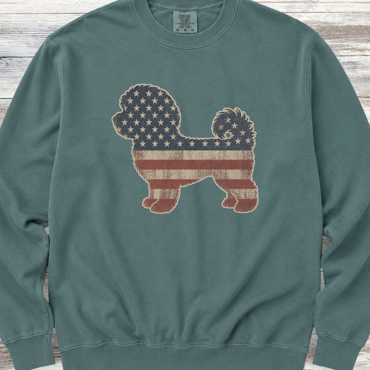 Maltipoo Vintage USA Sweatshirt - Blue Spruce