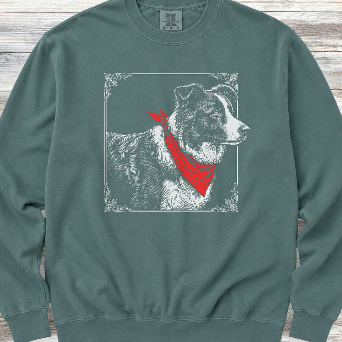 Border Collie Etching Sweatshirt - Blue Spruce
