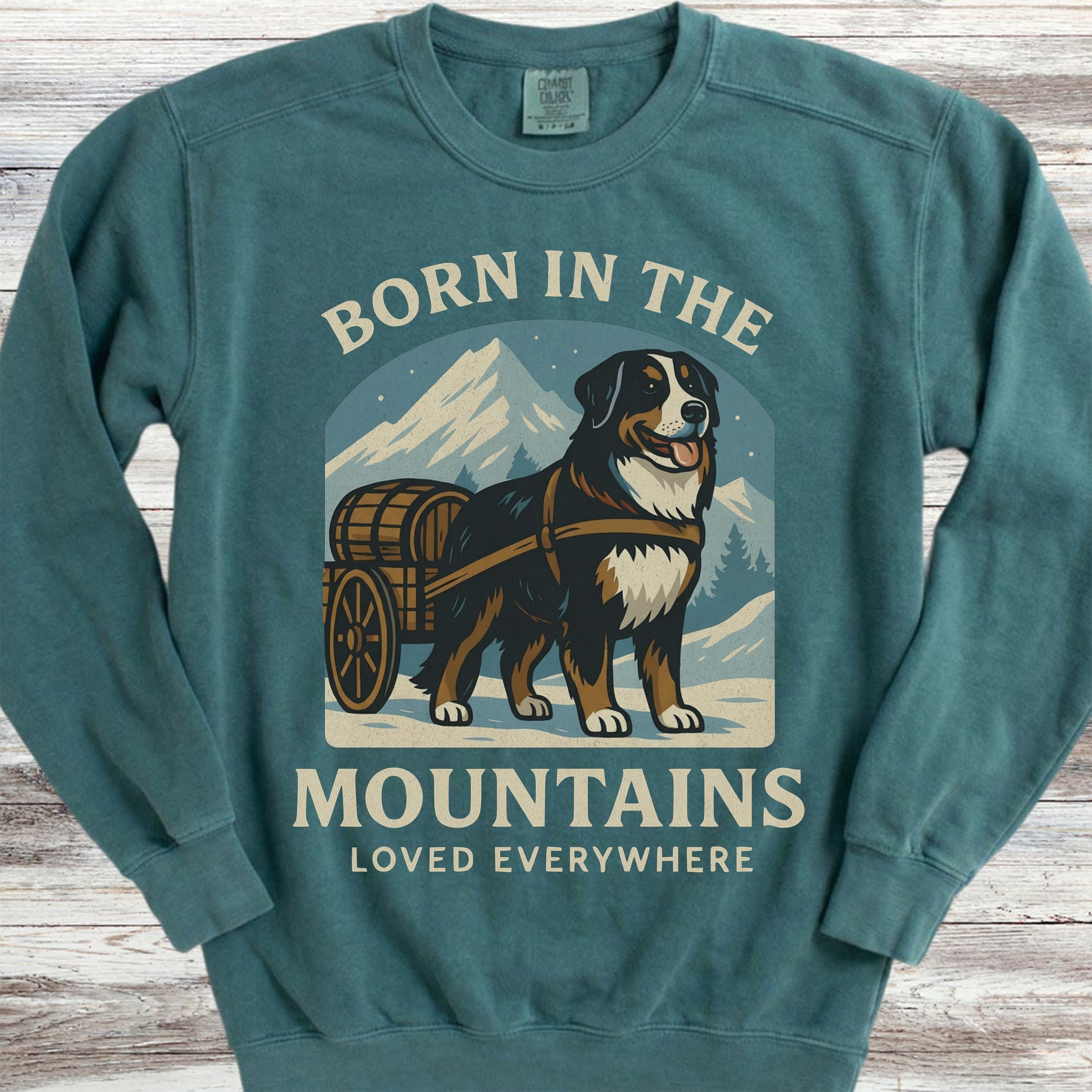 Bernese Mountain Dog Born Sweatshirt - Blue Spruce