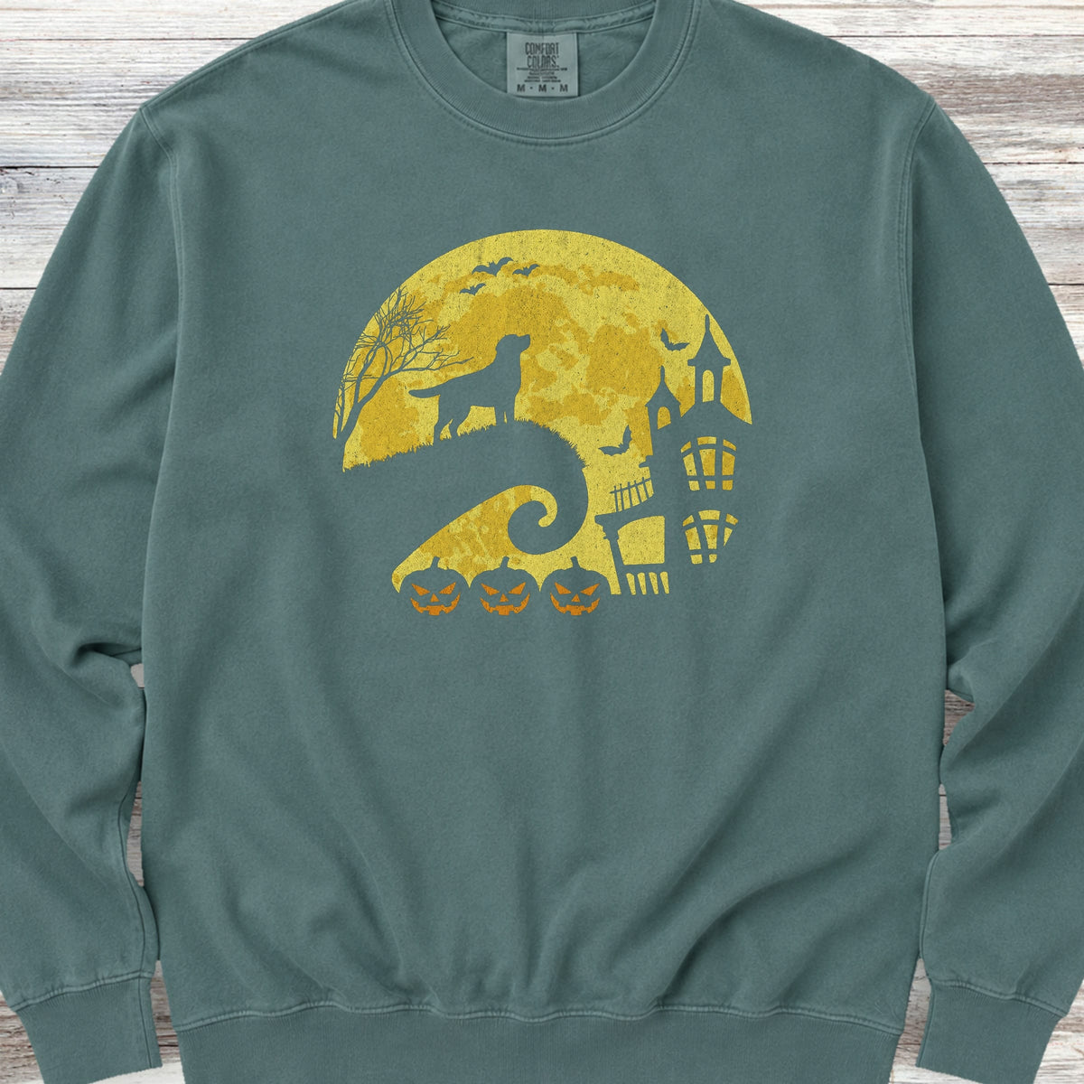 Labrador Retriever Halloween Moon Sweatshirt - Blue Spruce