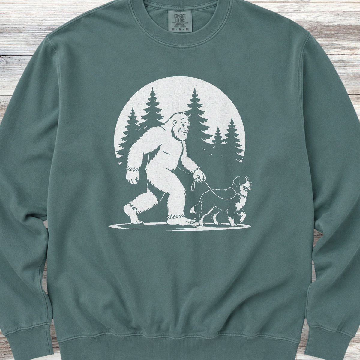 Bernese Mountain Dog Bigfoot Sweatshirt - Blue Spruce
