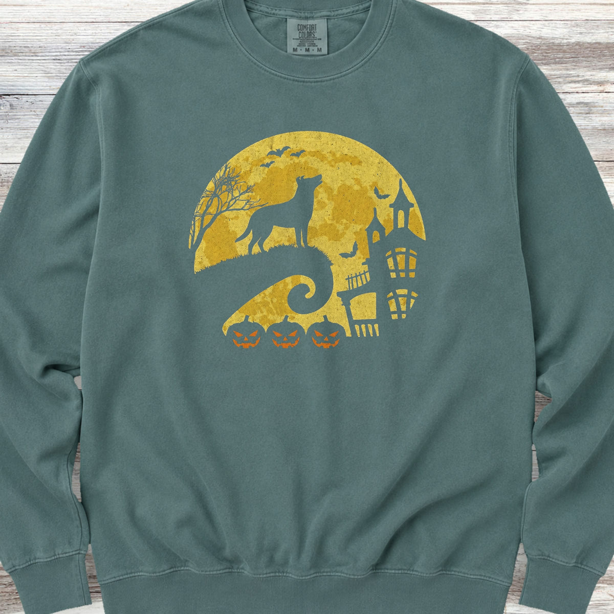 Smooth Collie Halloween Moon Sweatshirt - Blue Spruce