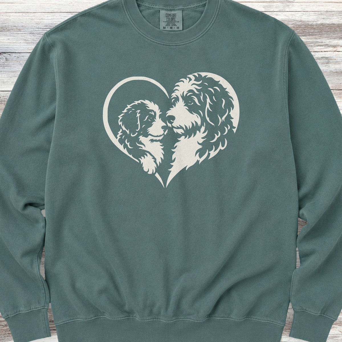 Bernedoodle Heart Bond Sweatshirt - Blue Spruce