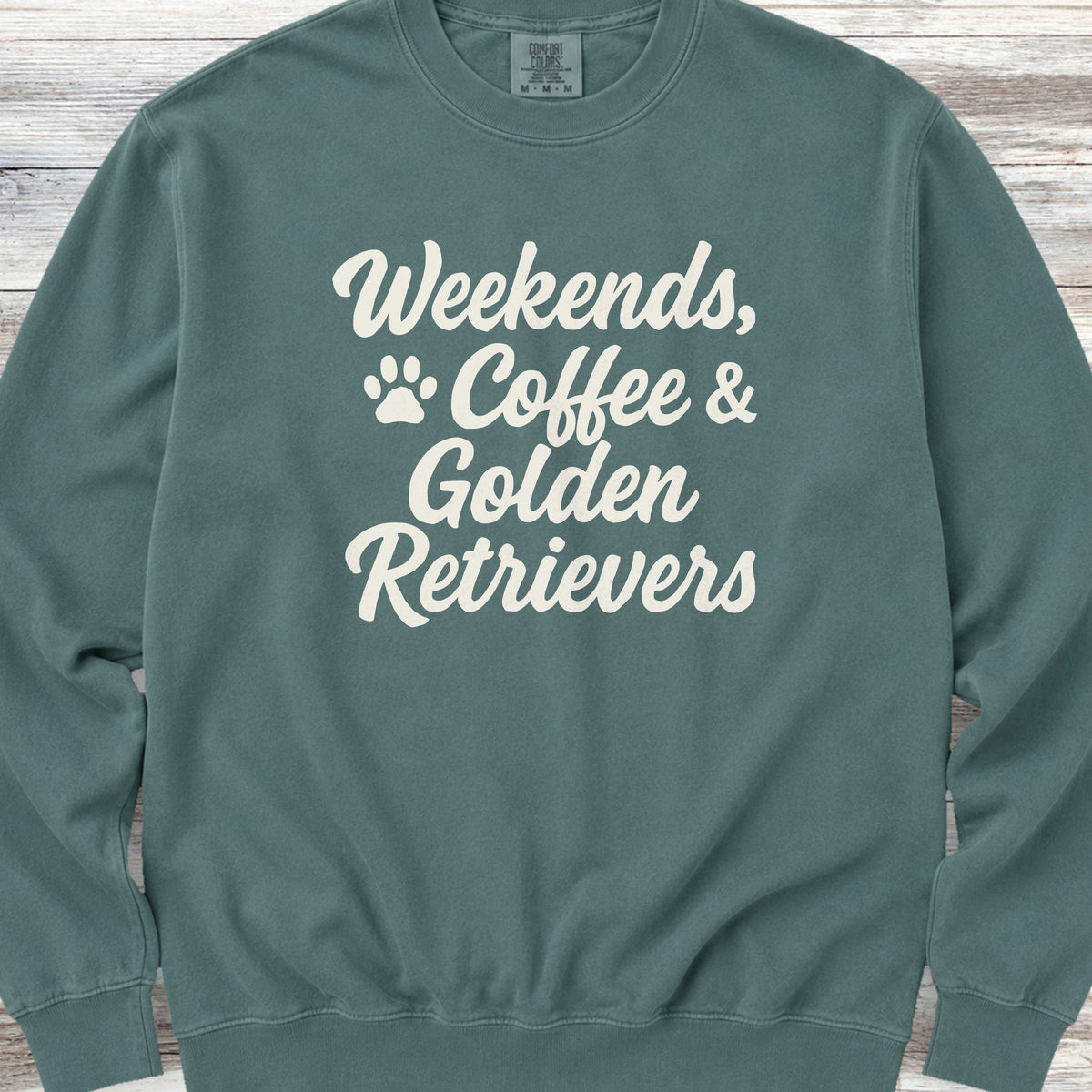 Golden Retriever Weekends Sweatshirt - Blue Spruce