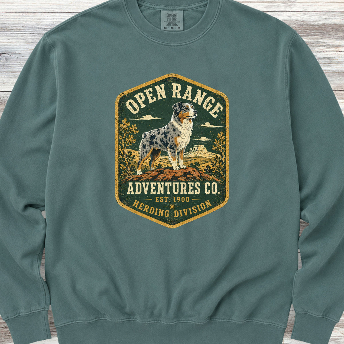Australian Shepherd Adventures Sweatshirt - Blue Spruce
