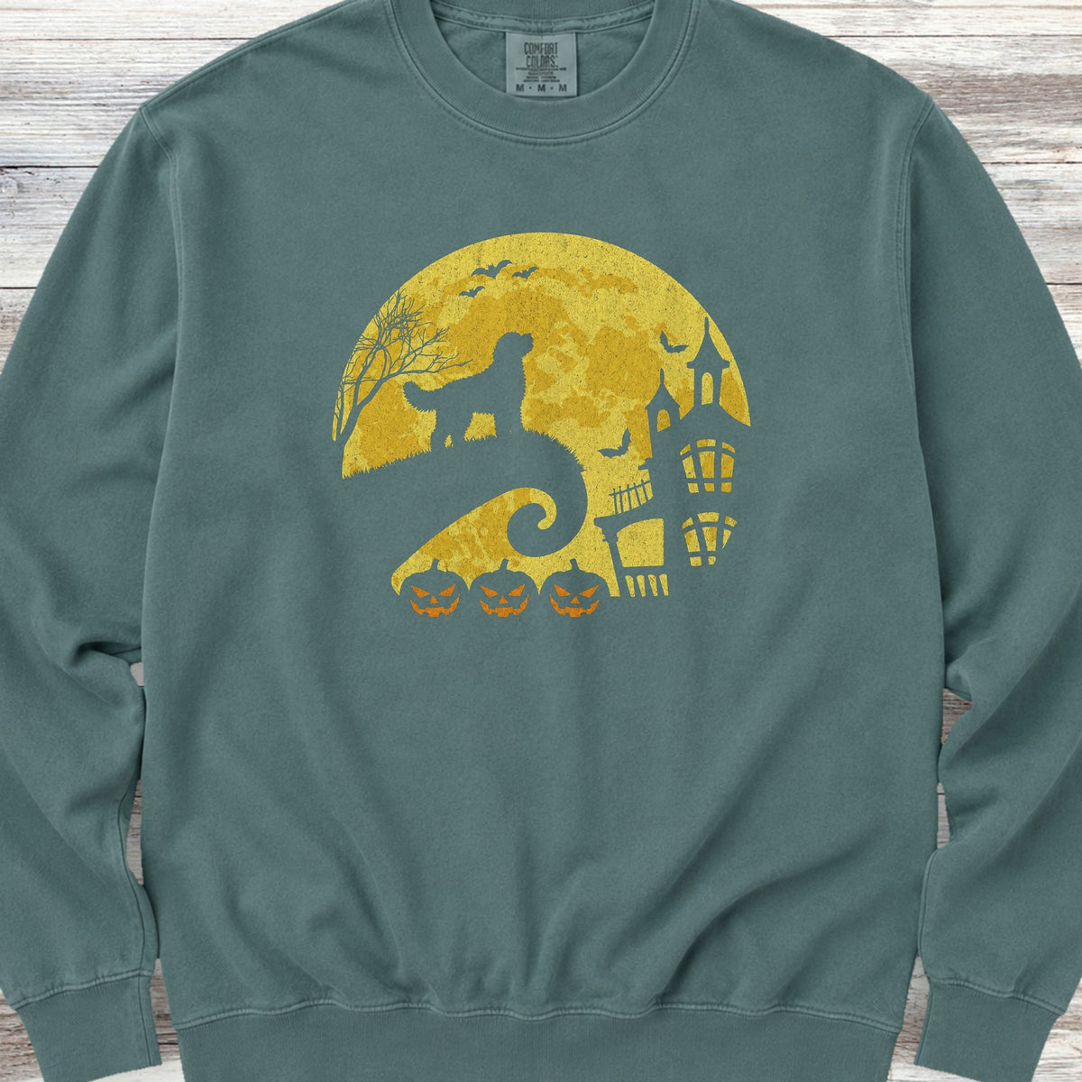 Goldendoodle Halloween Moon Sweatshirt - Blue Spruce