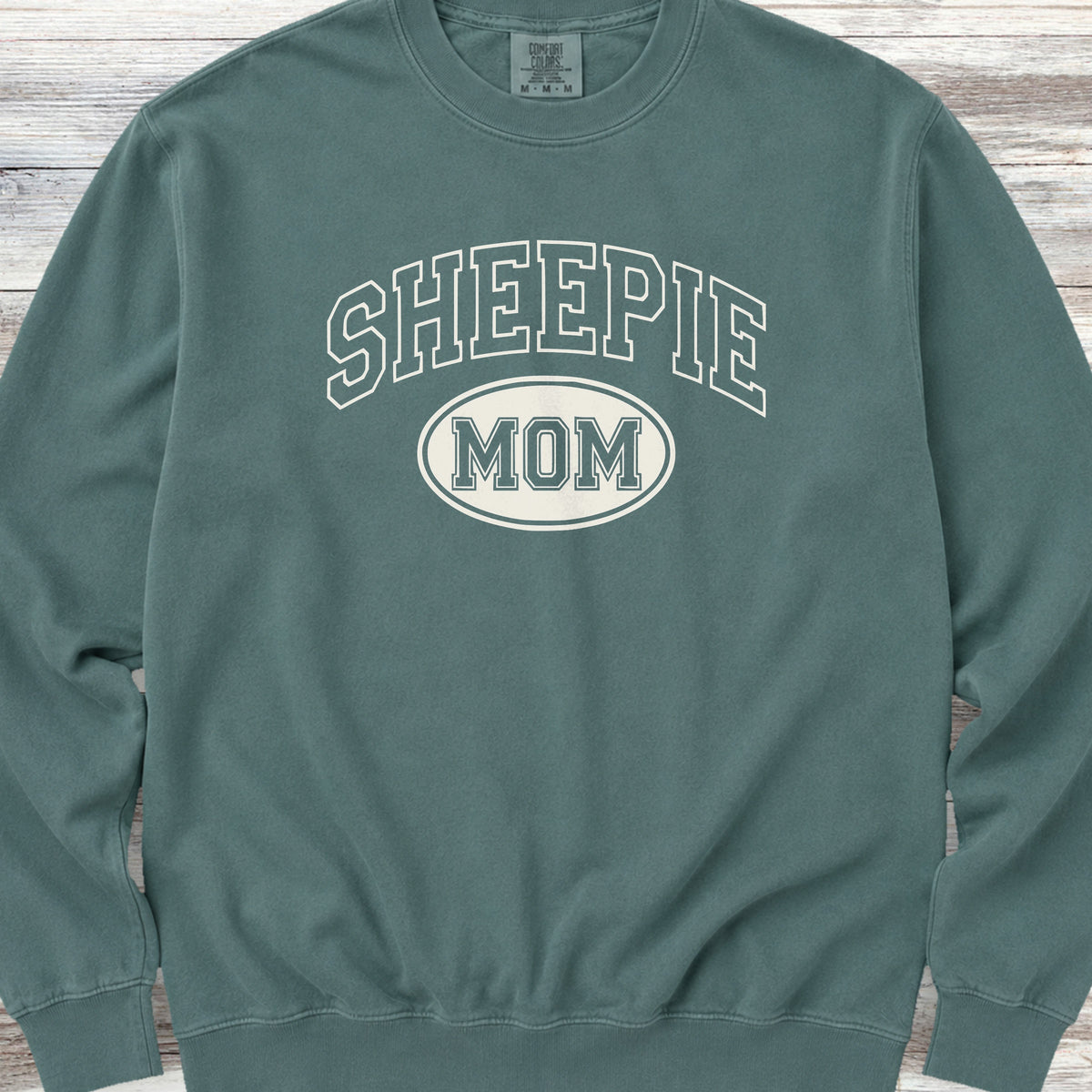 Old English Sheepdog University Sheepie Mom Sweatshirt - Blue Spruce