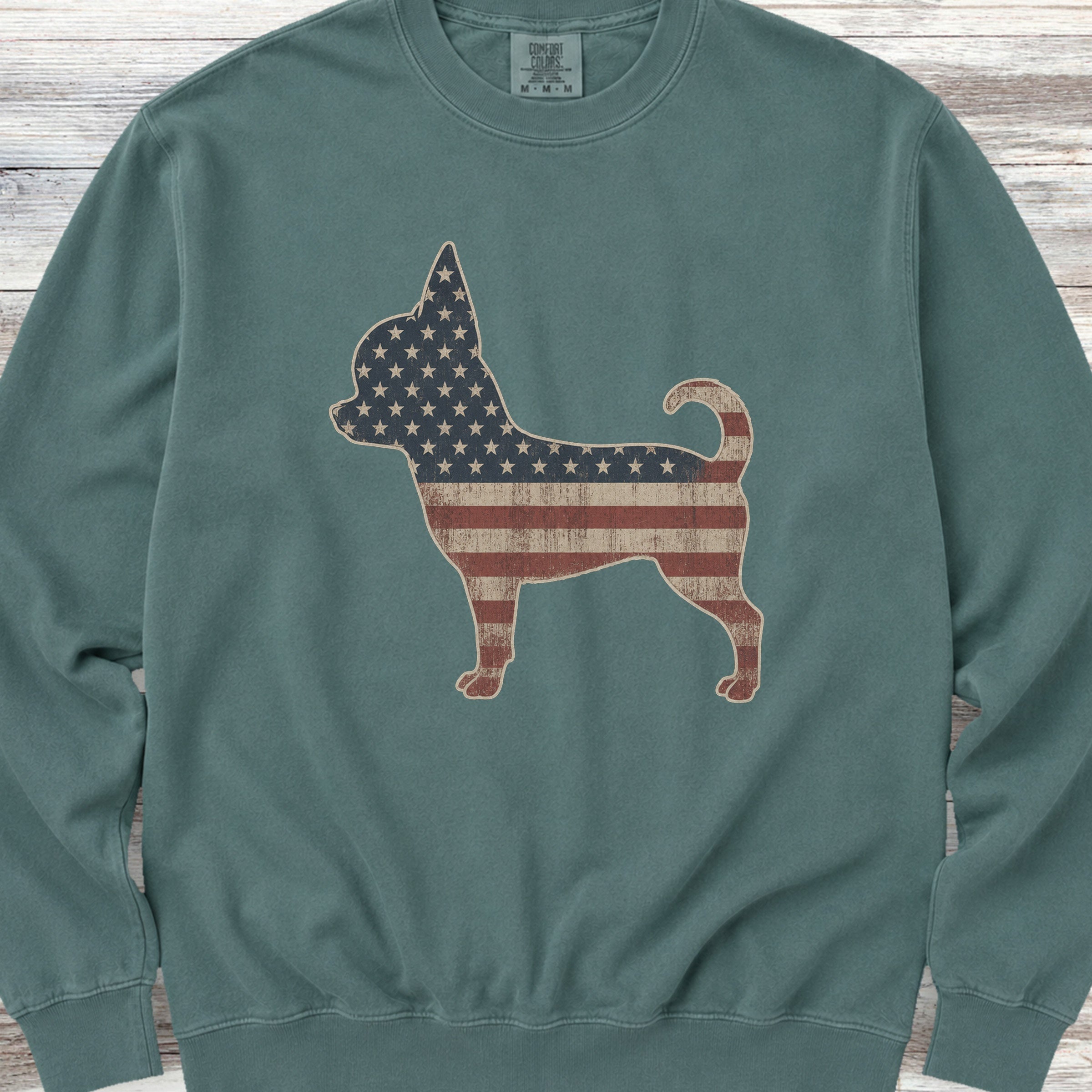 Chihuahua Vintage USA Sweatshirt - Blue Spruce