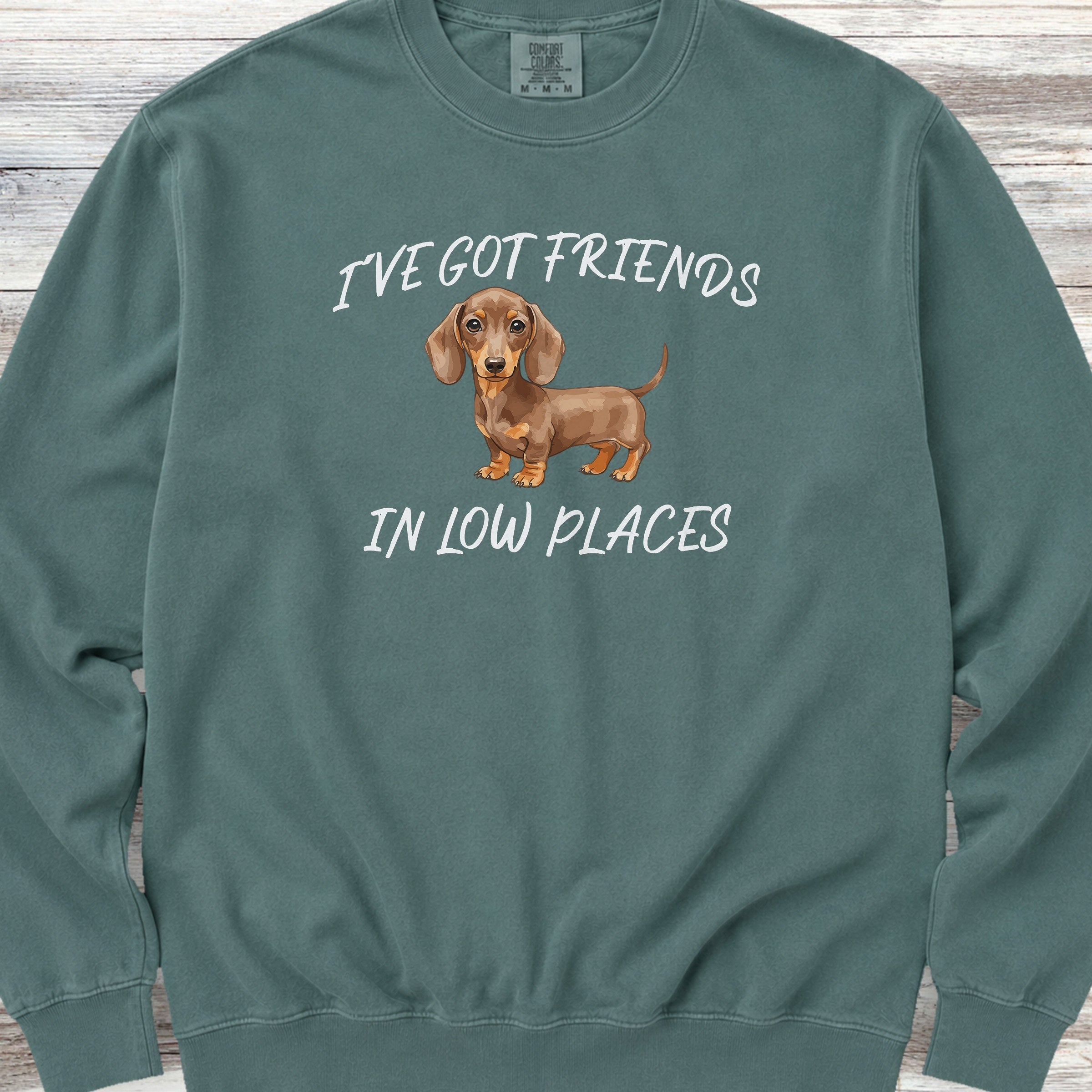 Dachshund Low Places Sweatshirt - Blue Spruce