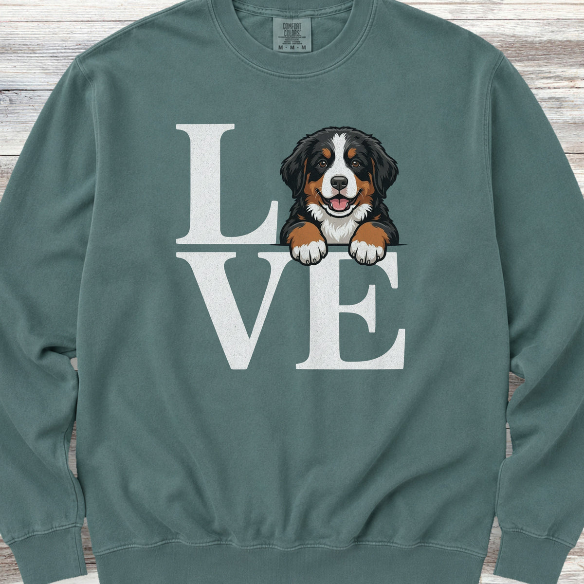 Bernese Mountain Dog Puppy Love Sweatshirt - Blue Spruce