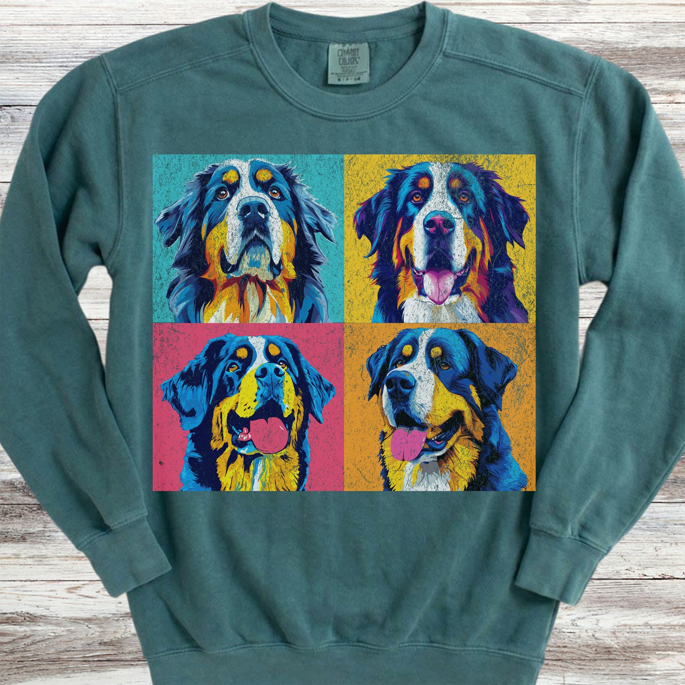 Bernese Mountain Dog Pop Art Sweatshirt - Blue Spruce