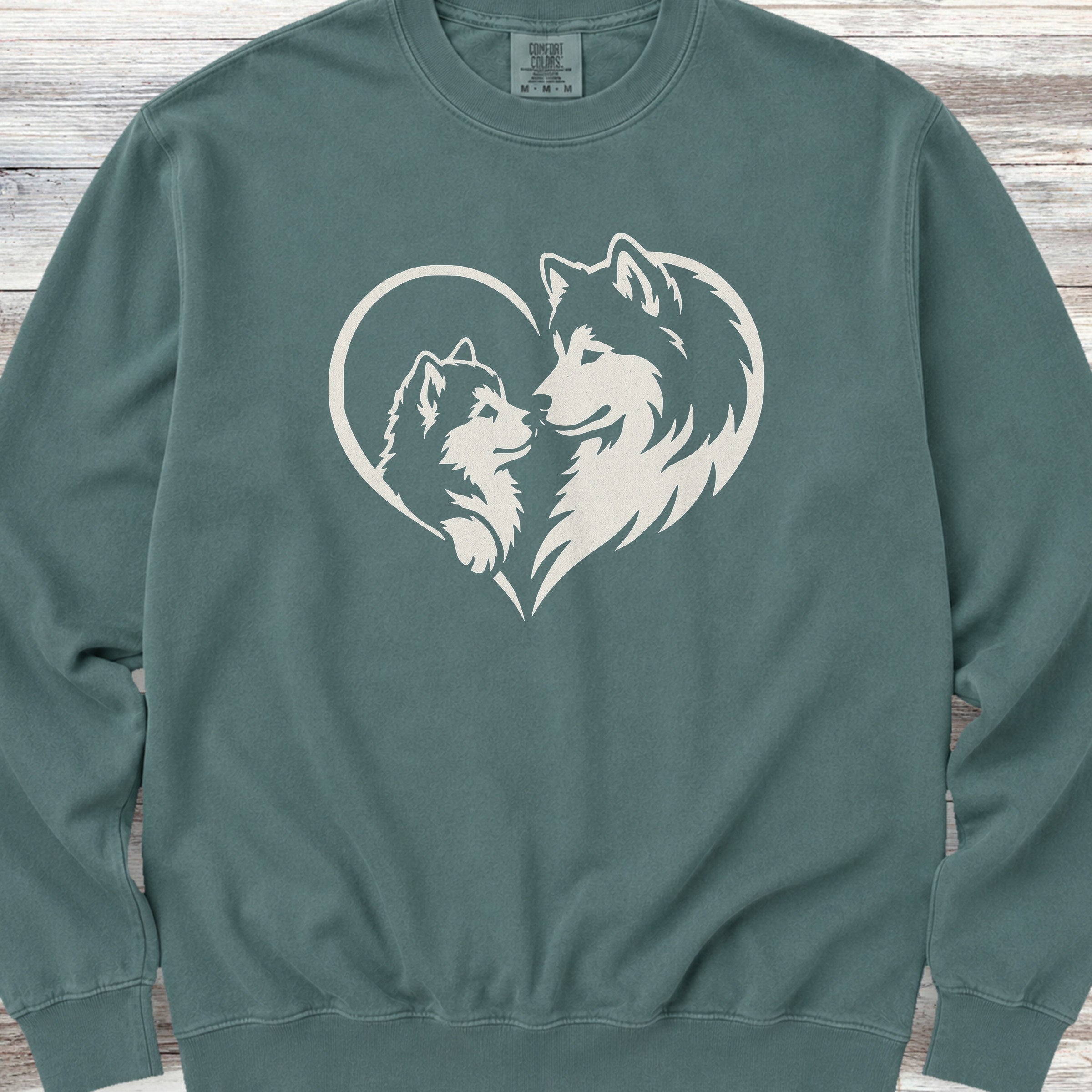 Alaskan Malamute Heart Bond Sweatshirt - Blue Spruce