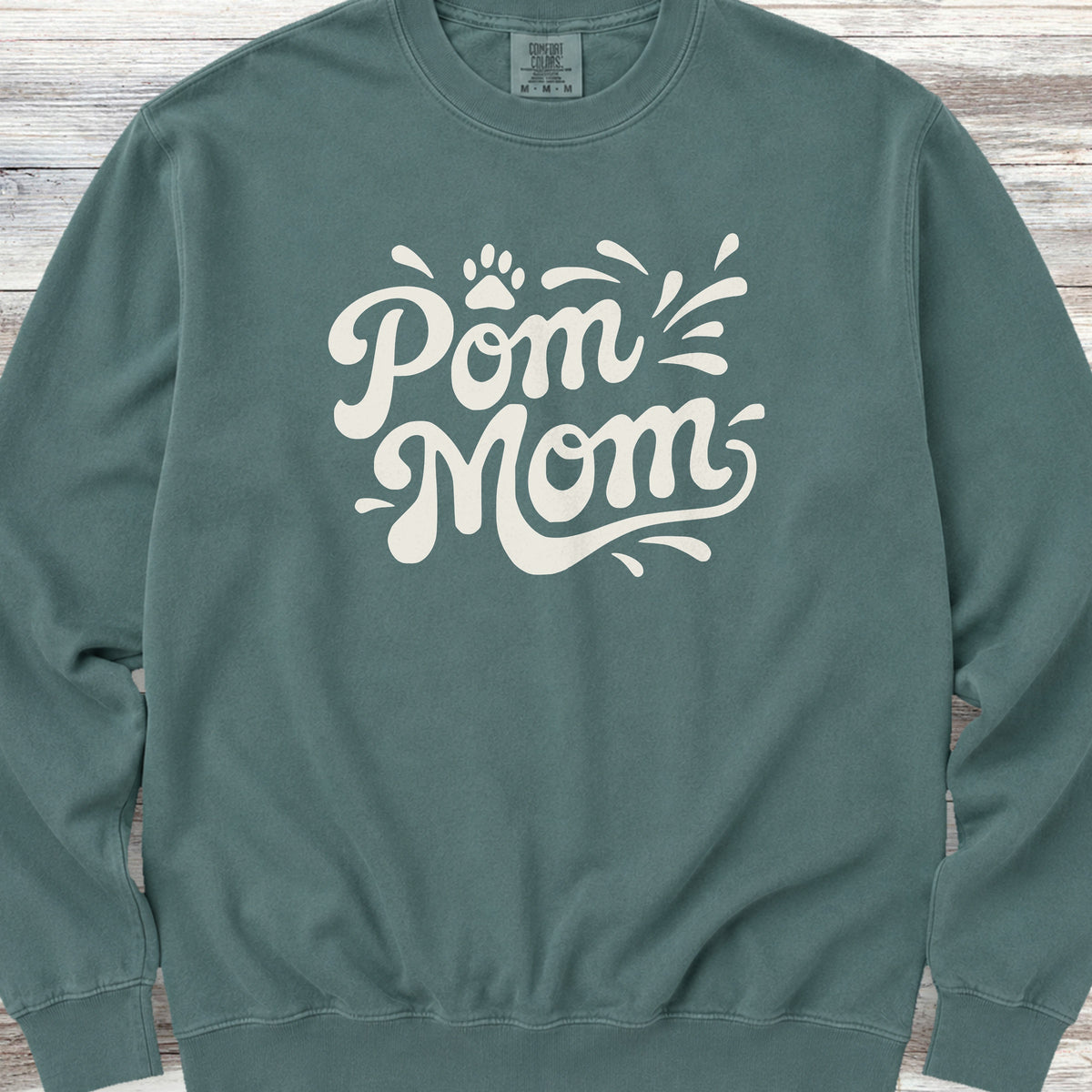 Pomeranian Groovy Mom Sweatshirt - Blue Spruce