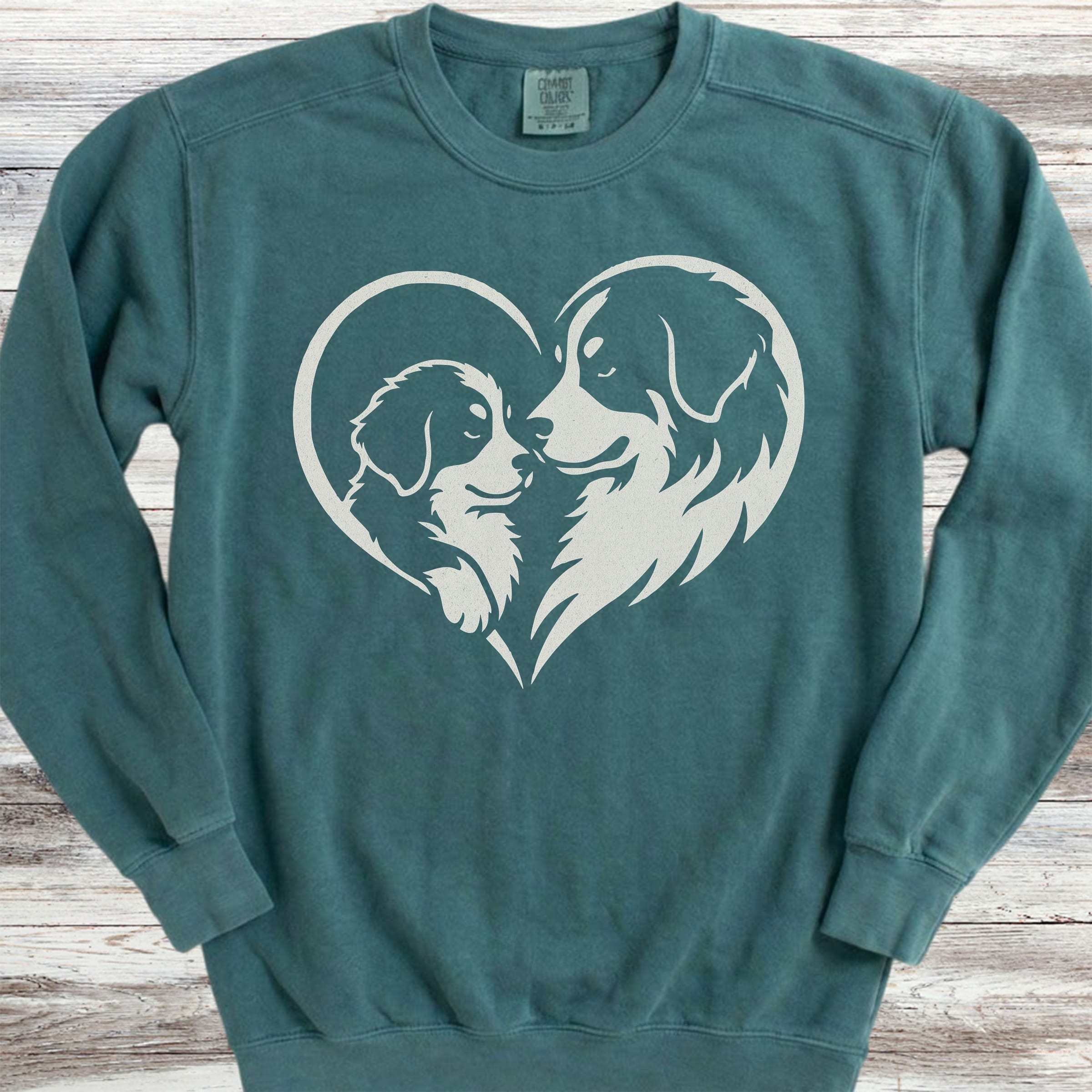 Bernese Mountain Dog Heart Bond Sweatshirt - Blue Spruce