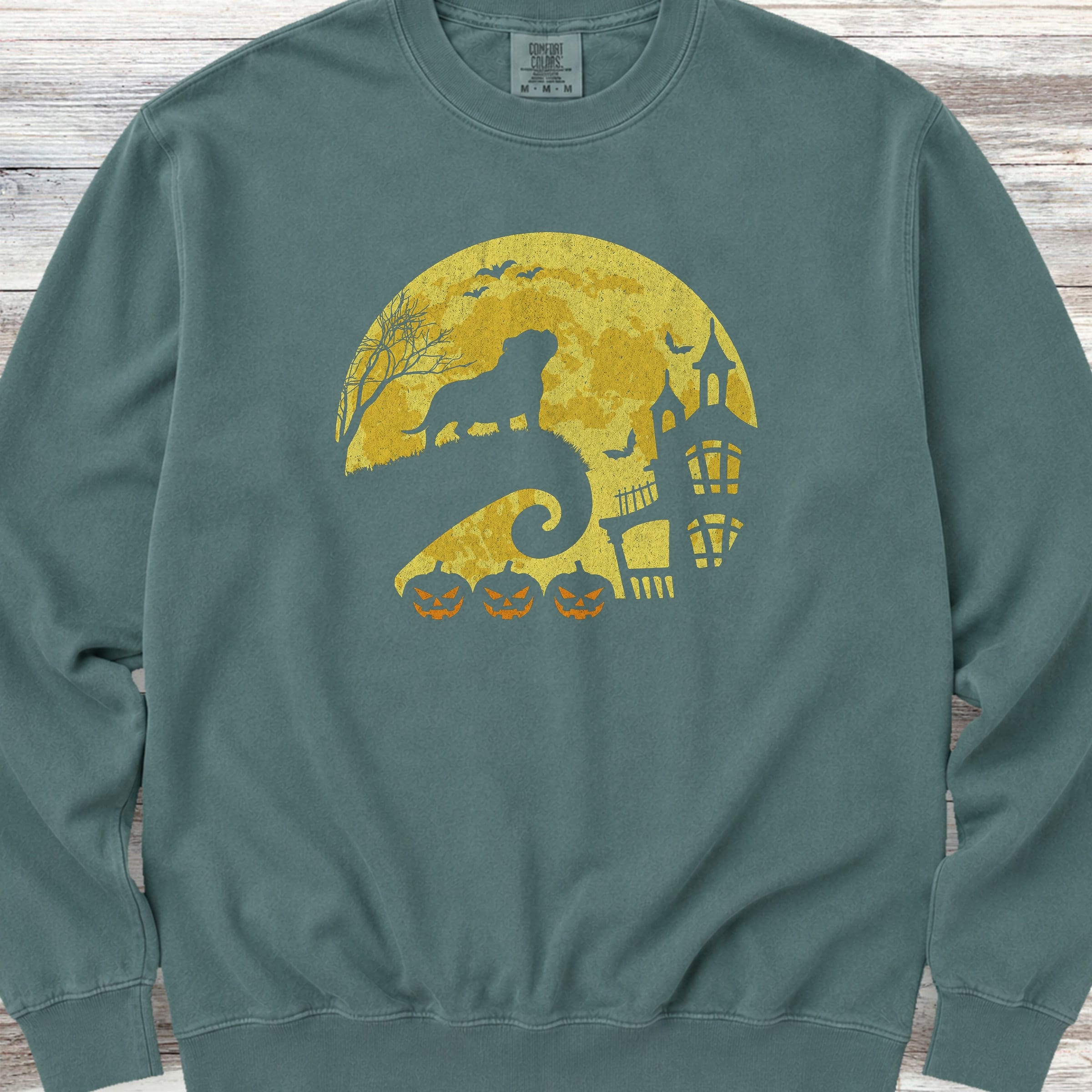 American Bully Halloween Moon Sweatshirt - Blue Spruce