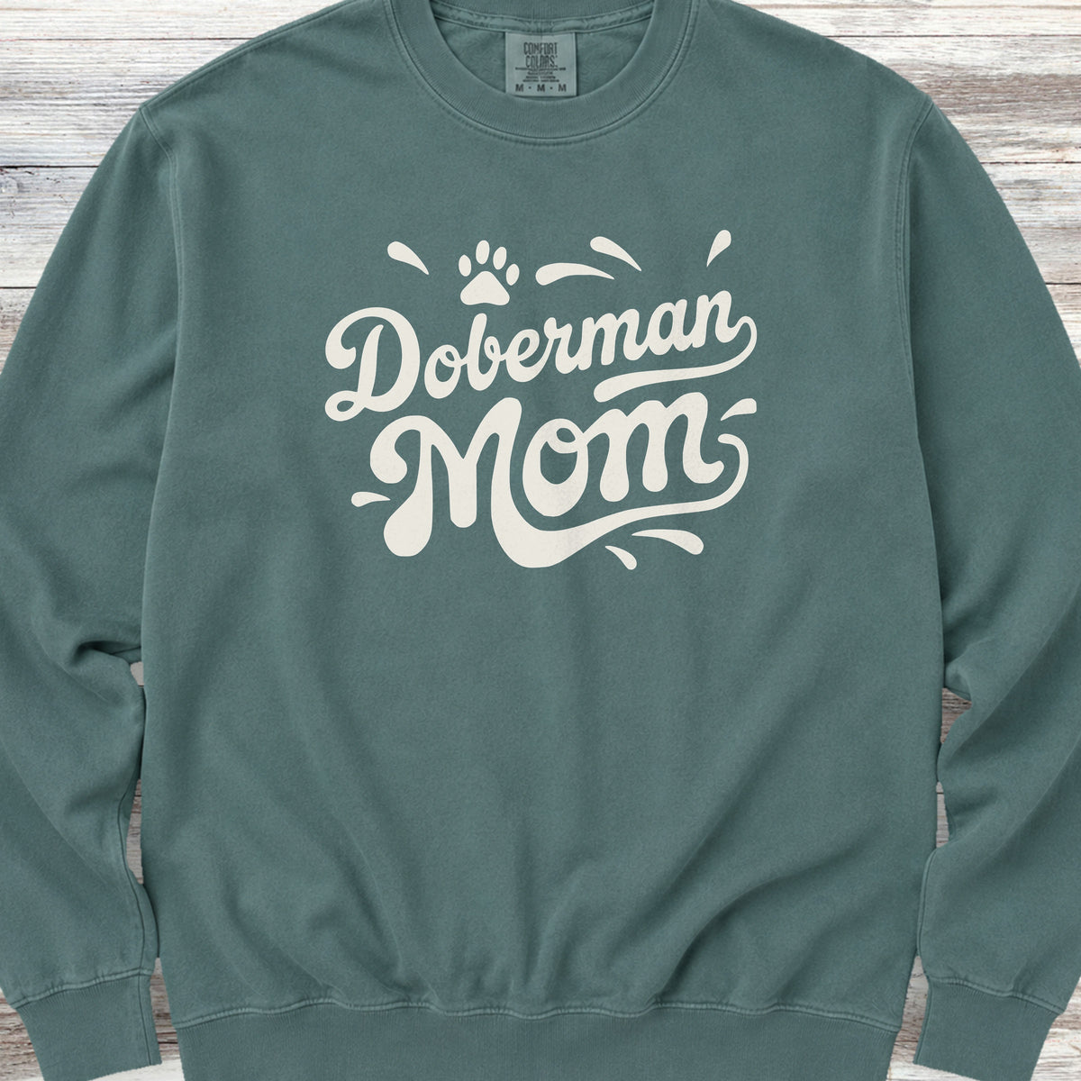 Doberman Groovy Mom Sweatshirt - Blue Spruce