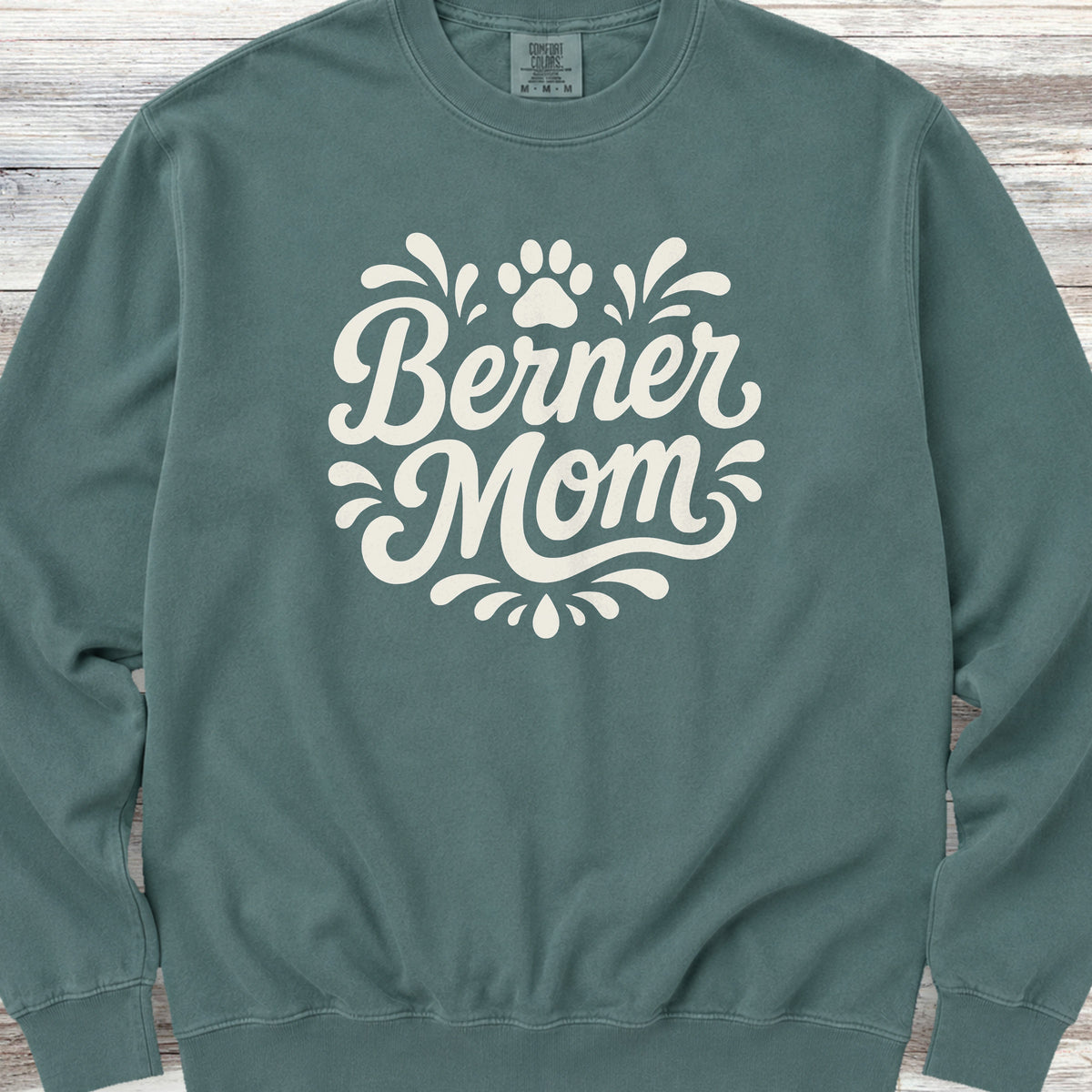 Bernese Mountain Dog Groovy Mom Sweatshirt - Blue Spruce