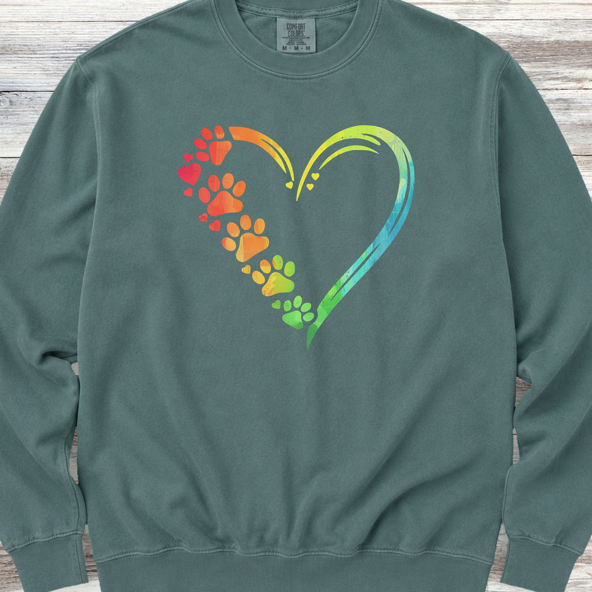 Rainbow Heart Sweatshirt - Blue Spruce