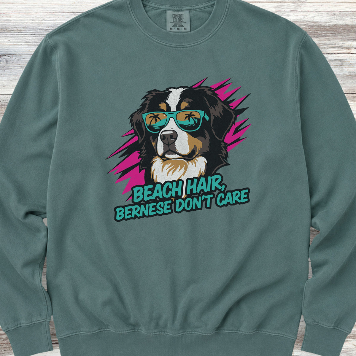 Bernese Mountain Dog Beach Hair Sweatshirt - Blue Spruce