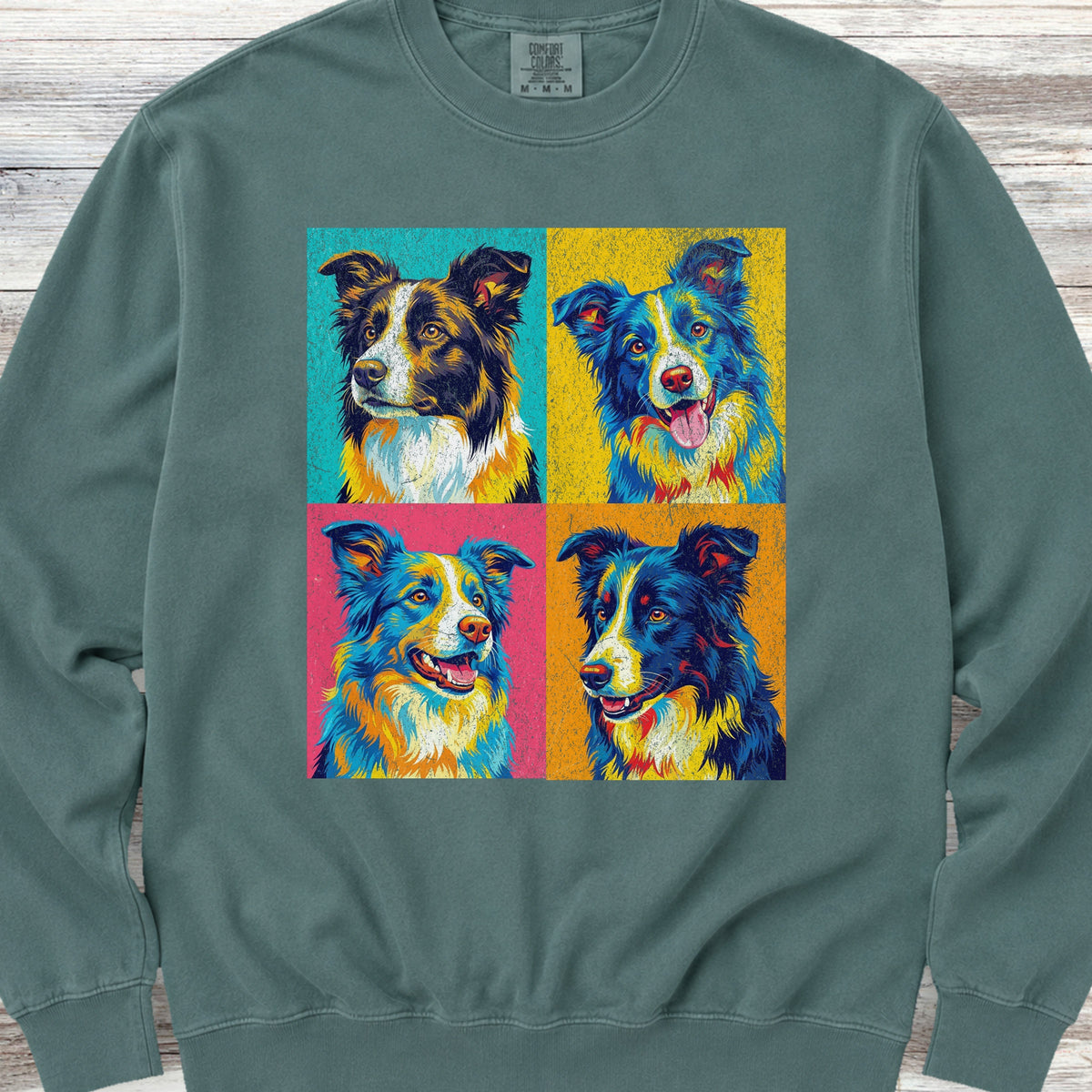 Border Collie Pop Art Sweatshirt - Blue Spruce