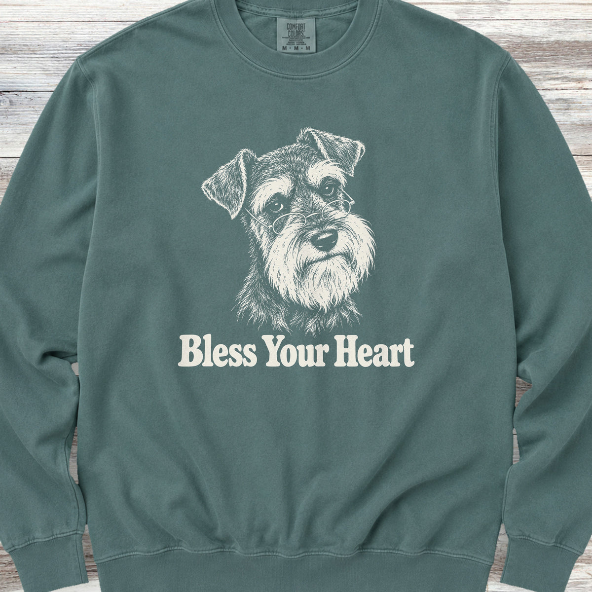 Schnauzer Bless Your Heart Sweatshirt - Blue Spruce