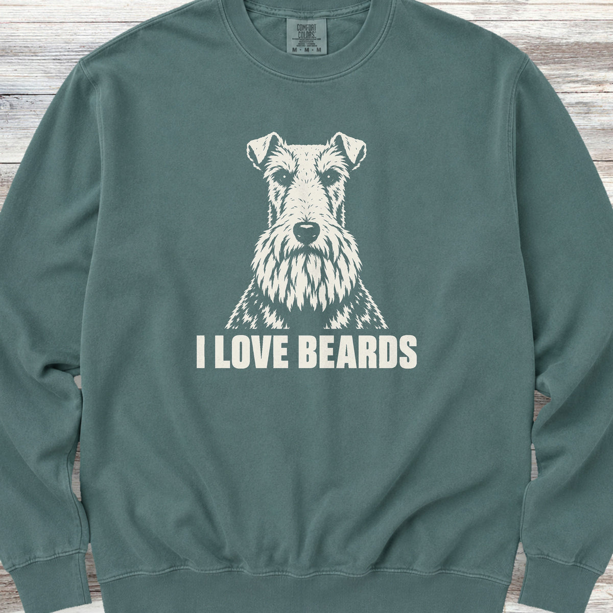 Wire Fox Terrier I Love Beards Sweatshirt - Blue Spruce