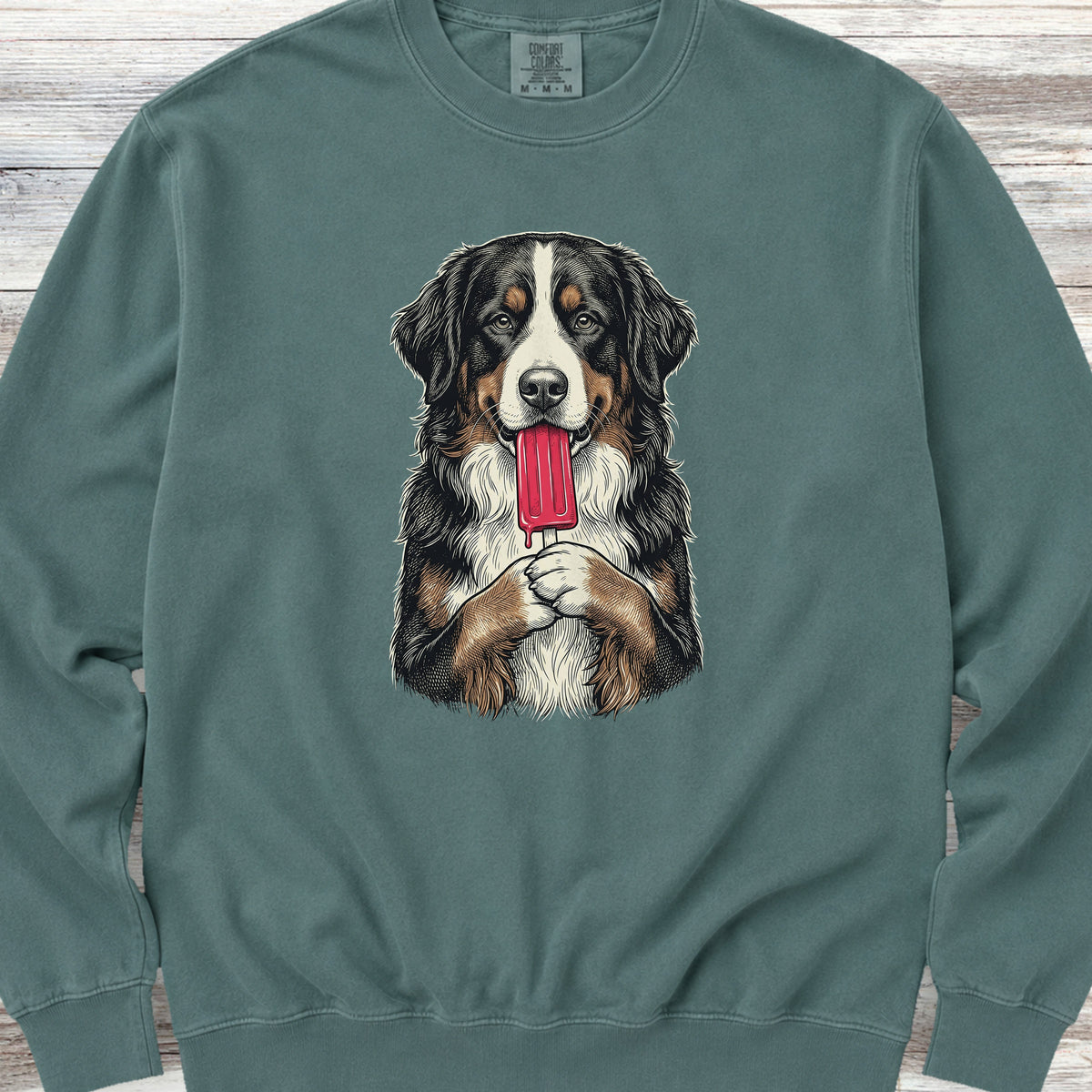 Bernese Mountain Dog Pupsicle Sweatshirt - Blue Spruce
