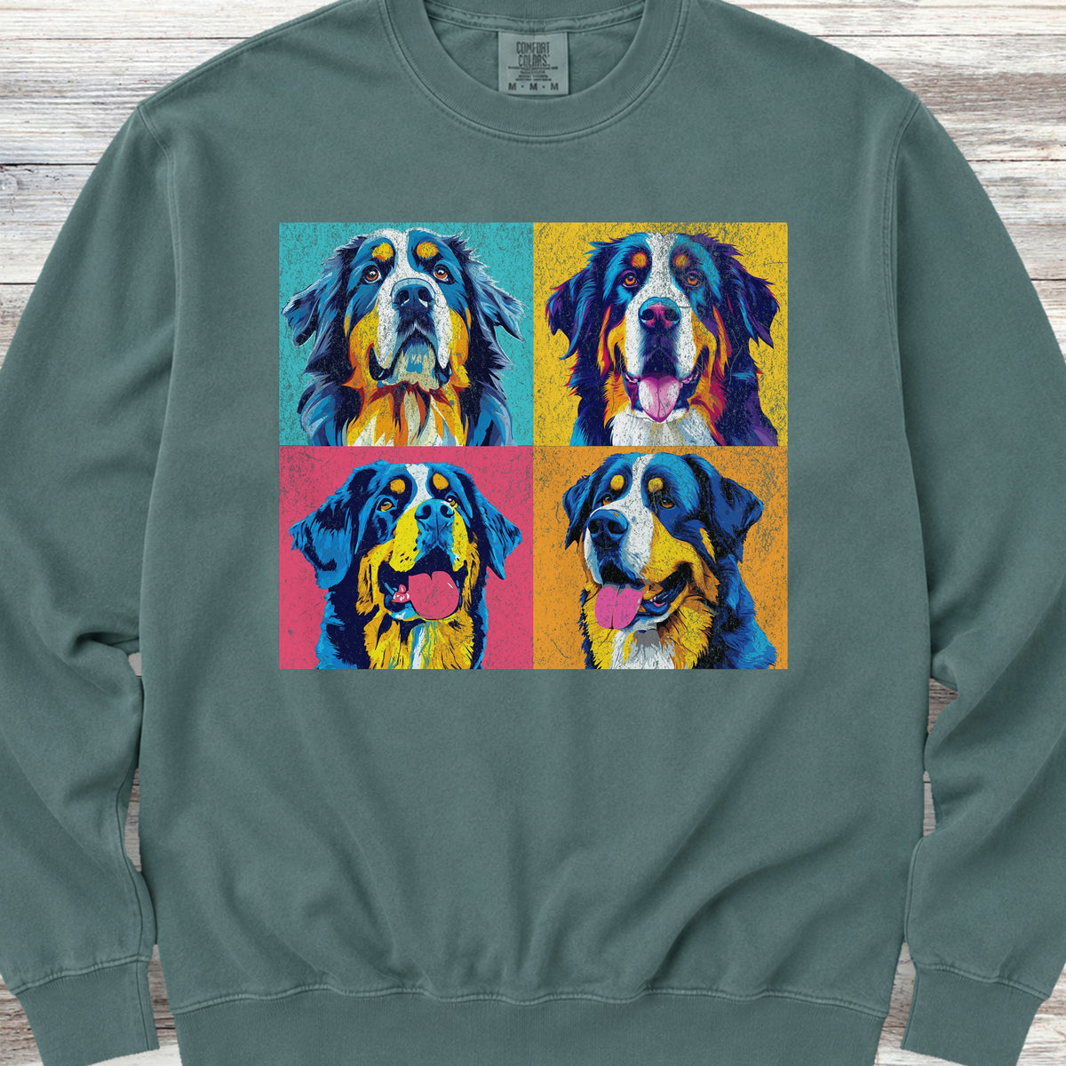 Bernese Mountain Dog Pop Art Sweatshirt - Blue Spruce