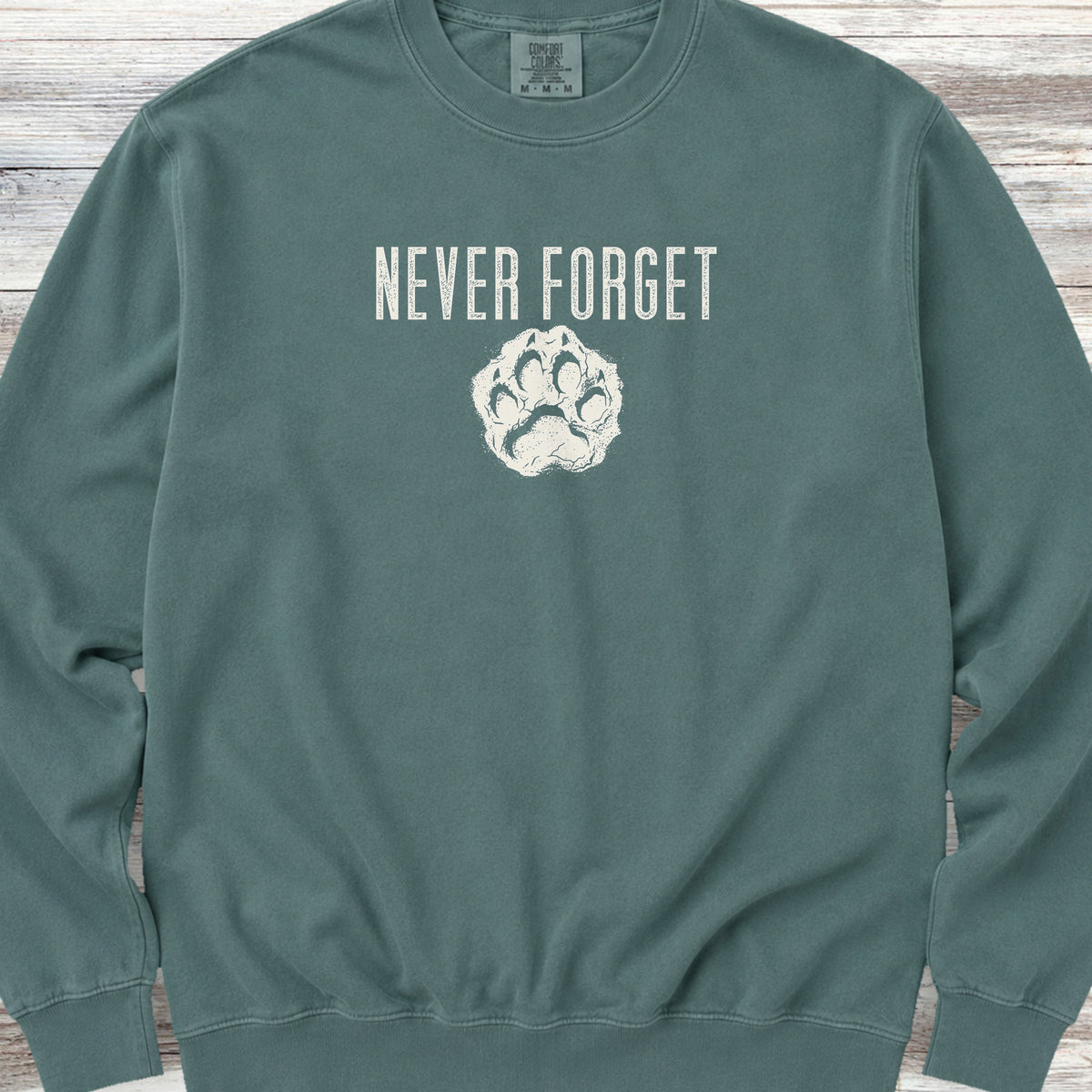 Never Forget Pawprint Sweatshirt - Blue Spruce