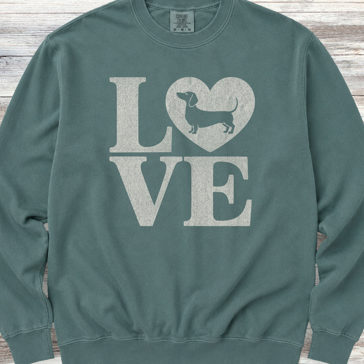 Dachshund Heart Sweatshirt - Blue Spruce