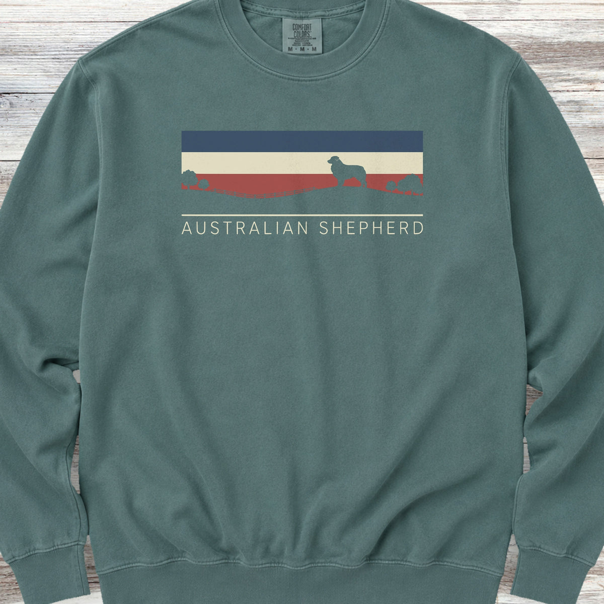 Australian Shepherd USA Sunset Sweatshirt - Blue Spruce