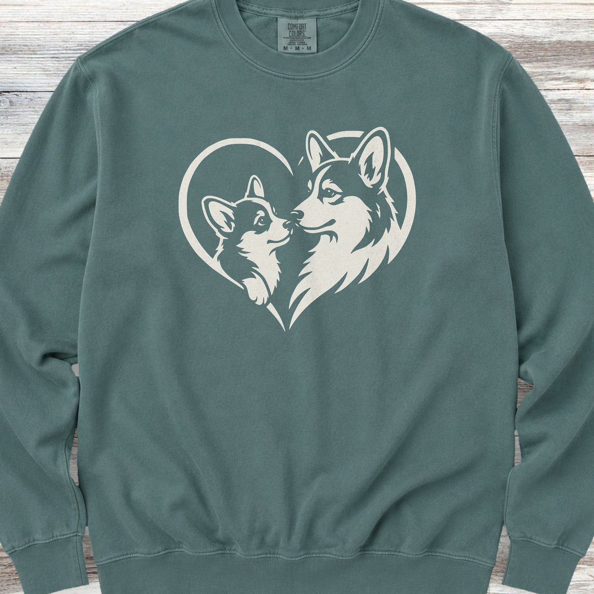 Corgi Heart Bond Sweatshirt - Blue Spruce