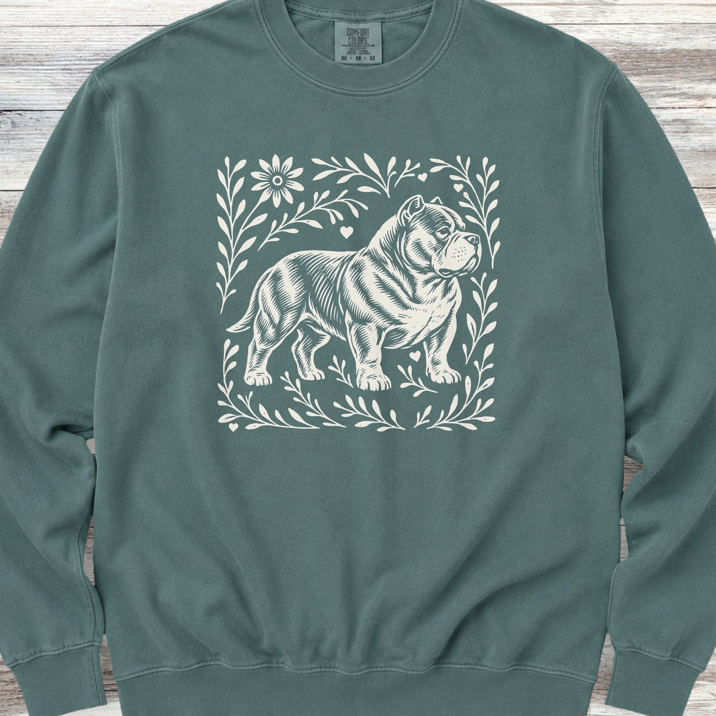 American Bully Linocut Sweatshirt - Blue Spruce