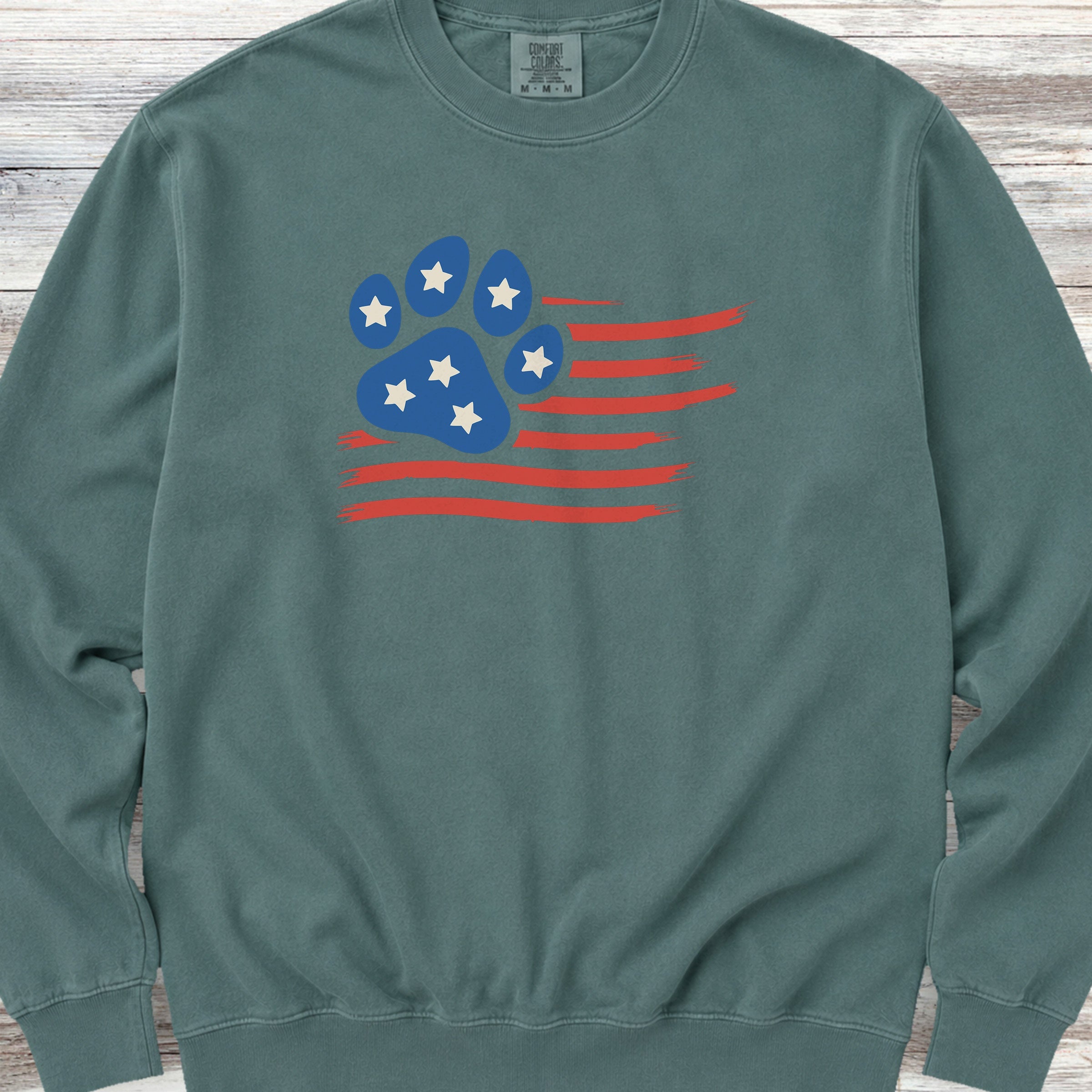 Paw Print Flag Sweatshirt - Blue Spruce