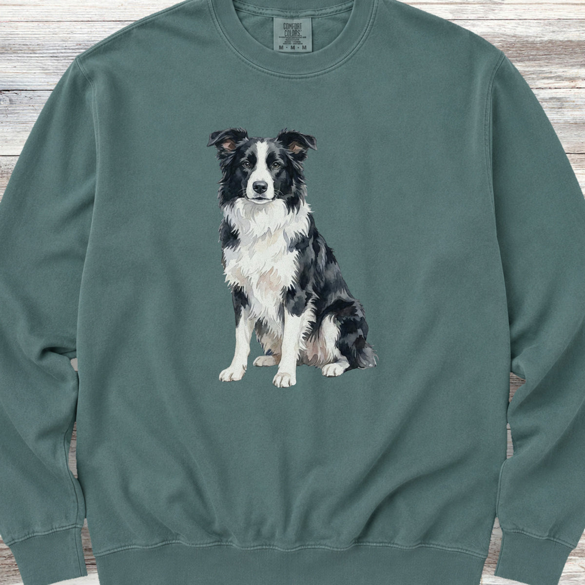 Border Collie Watercolor Sweatshirt - Blue Spruce